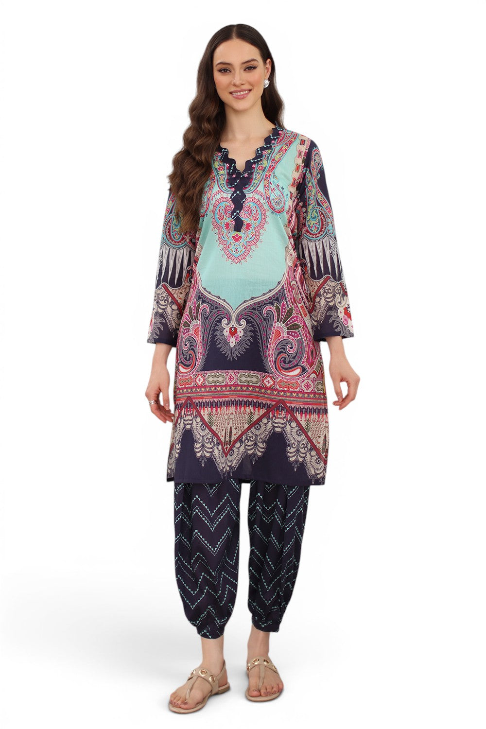 2 Piece Printed Lawn Suit with Printed Trouser