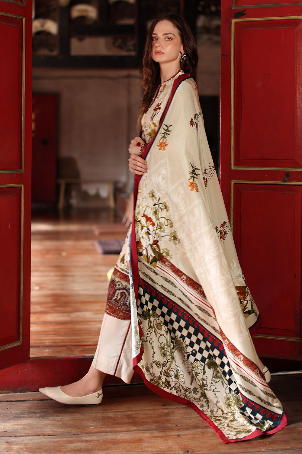 3 Piece Printed Linen Suit with Printed Linen Dupatta