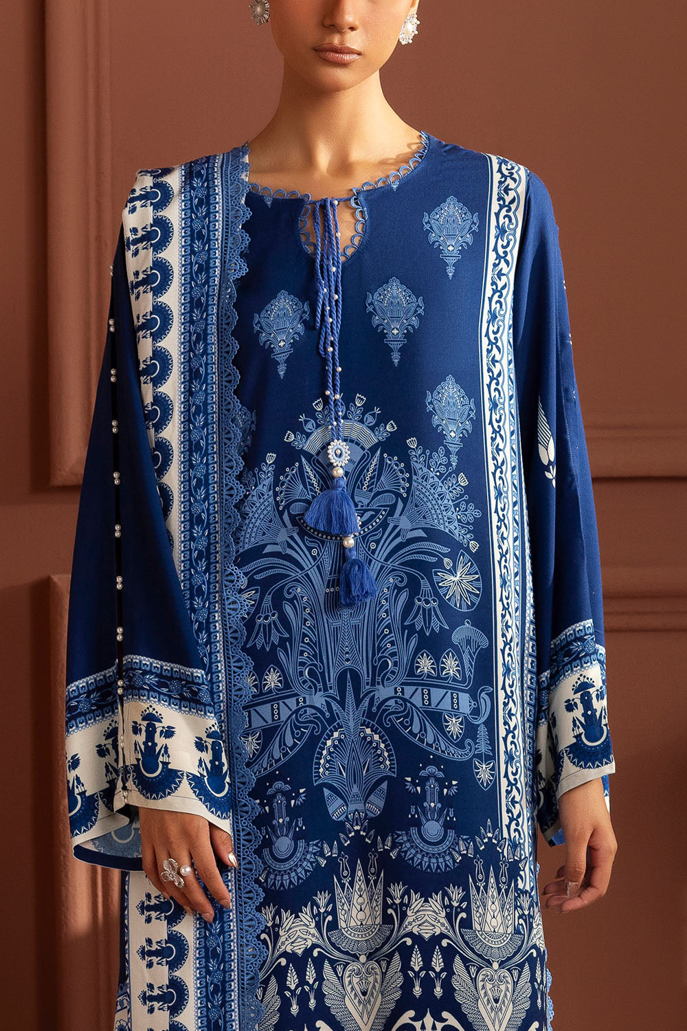 3 Piece Printed Linen Suit