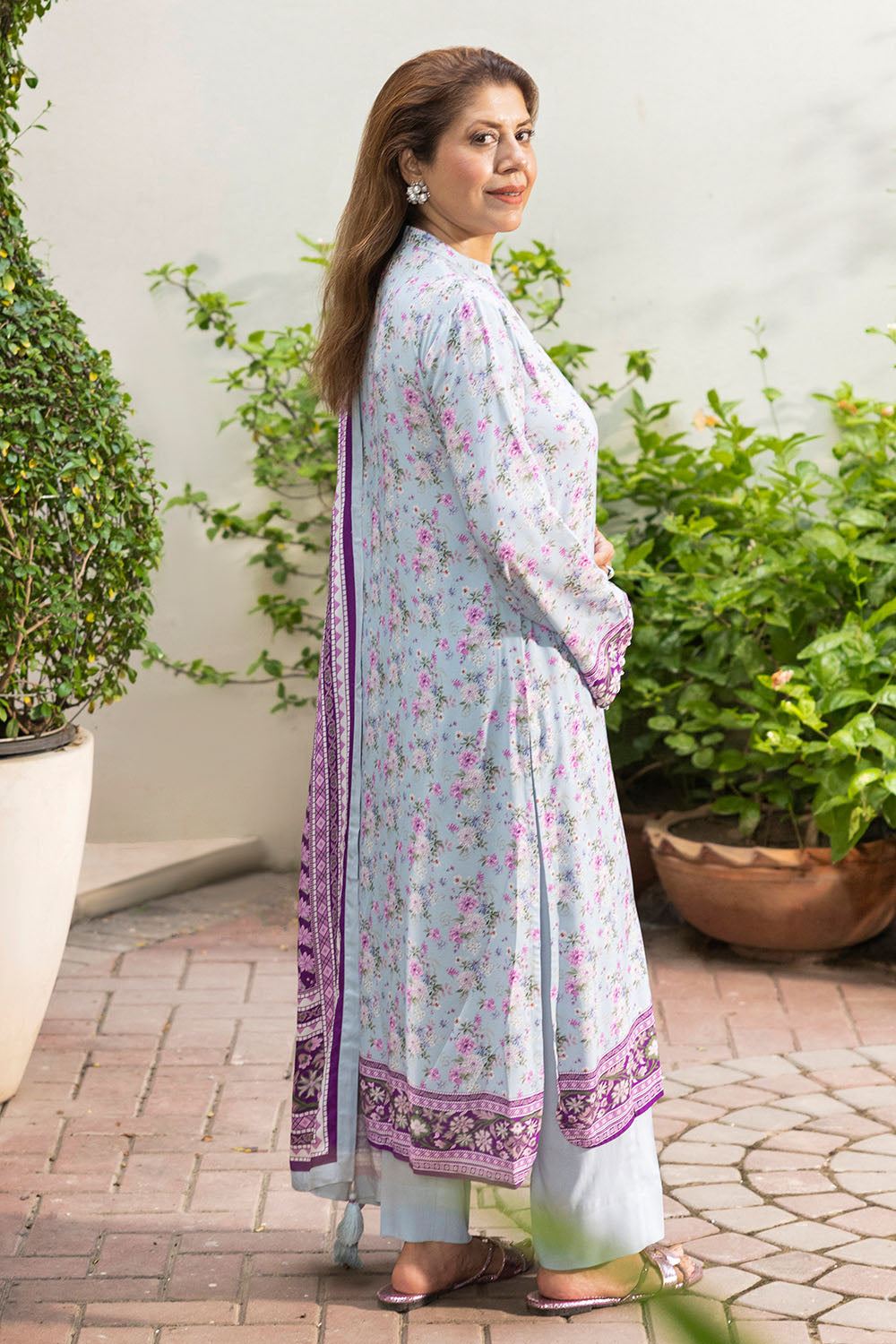 3 Piece Printed Linen Suit