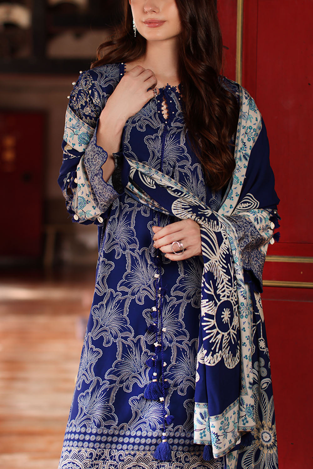3 Piece Printed Linen Suit with Printed Linen Dupatta