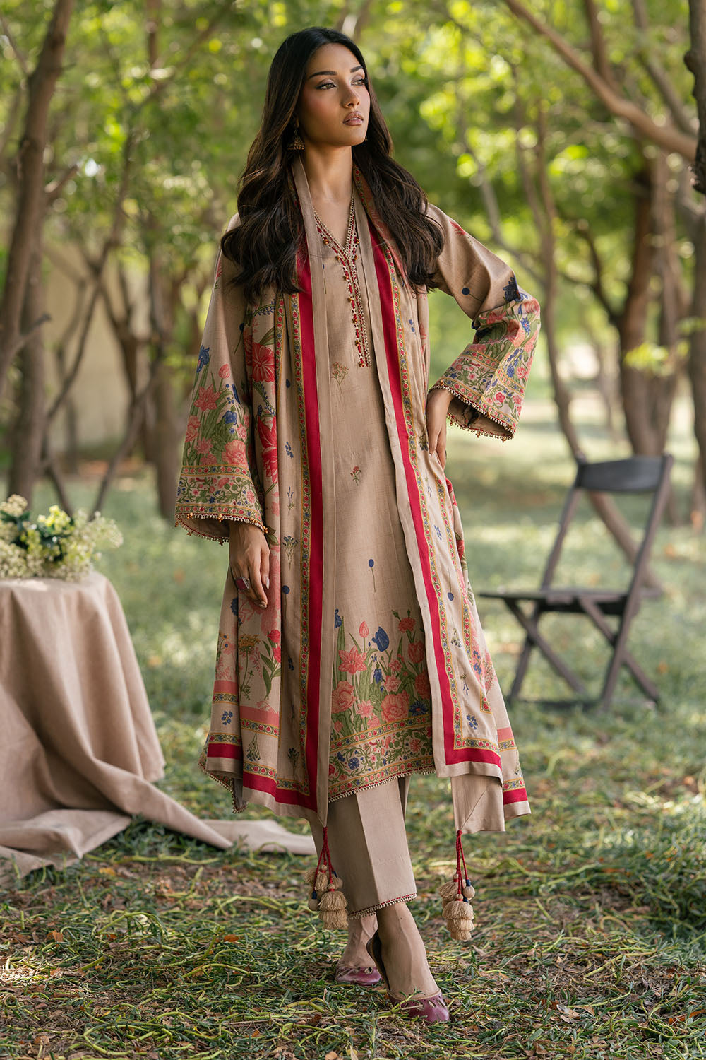3 Piece Printed Pashmina Suit - W-FB-CF-26-489738