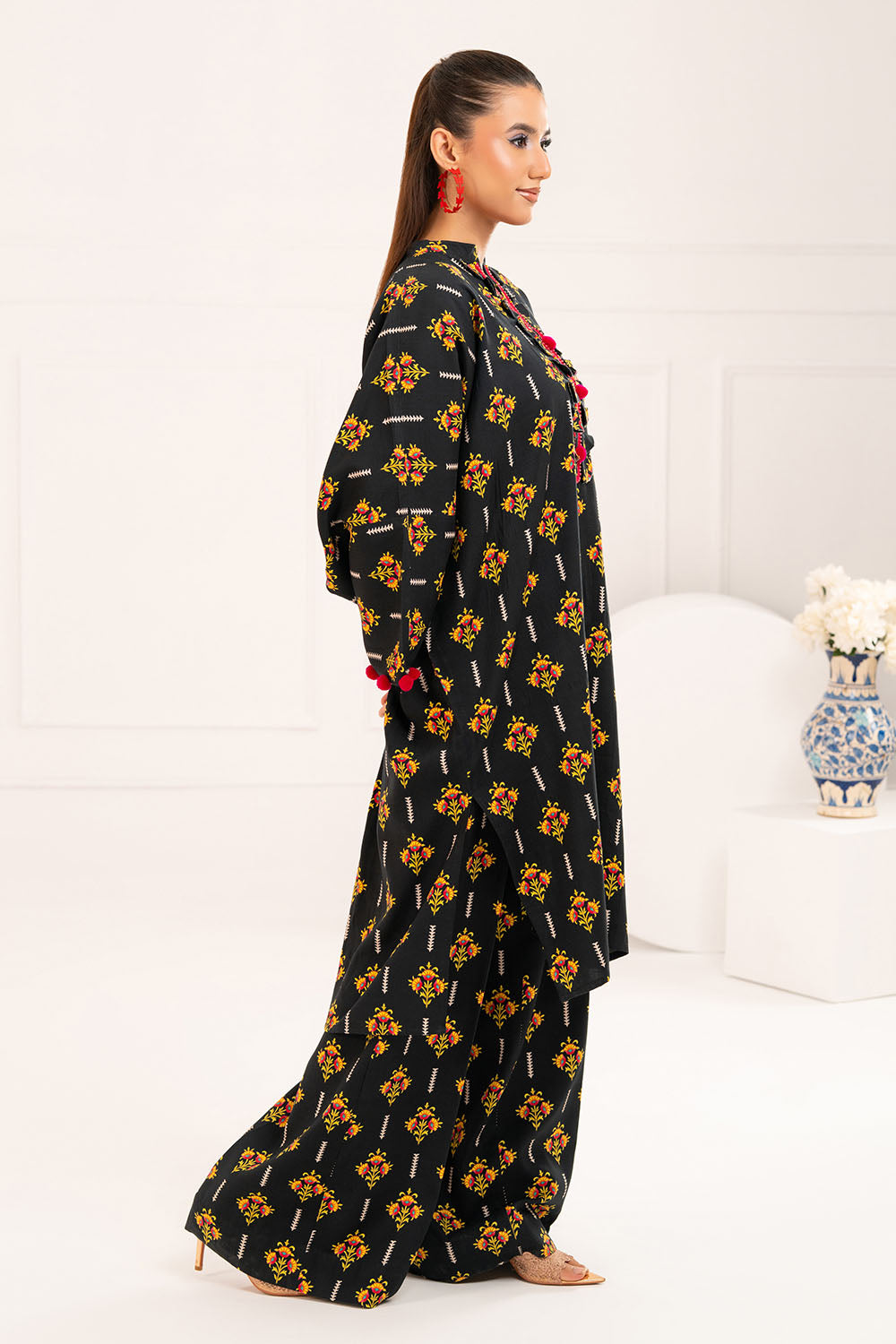 2 Piece Printed Slub Viscose Suit