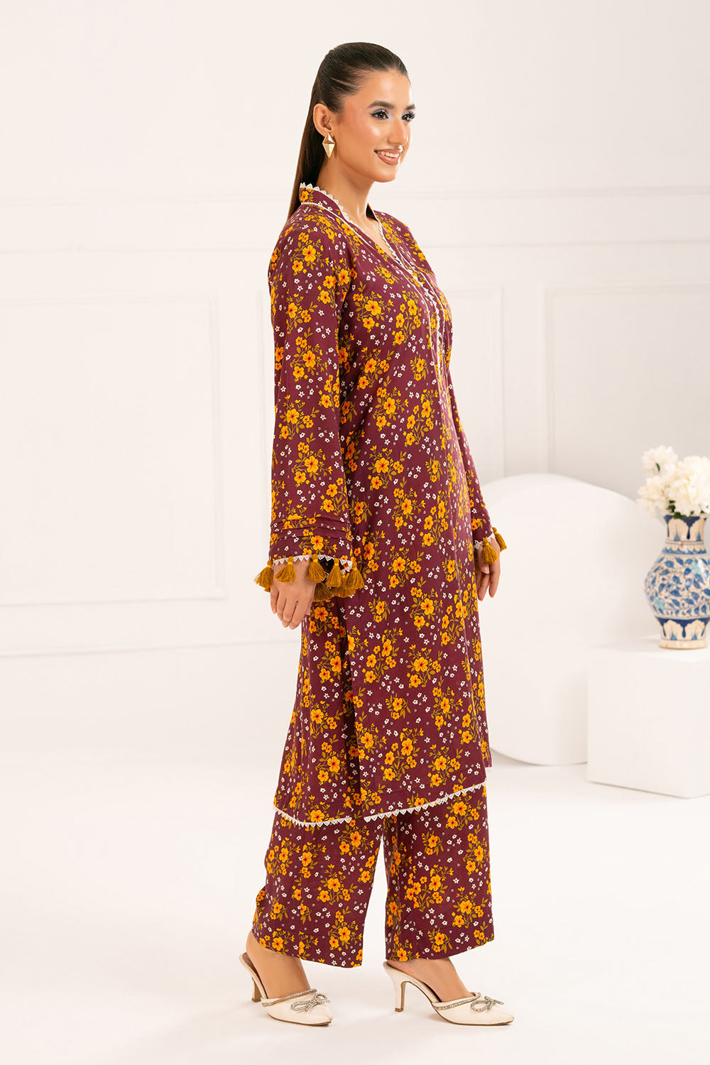 2 Piece Printed Slub Viscose Suit