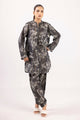 2 Piece Printed Zari Stripe Self Jacquard Suit