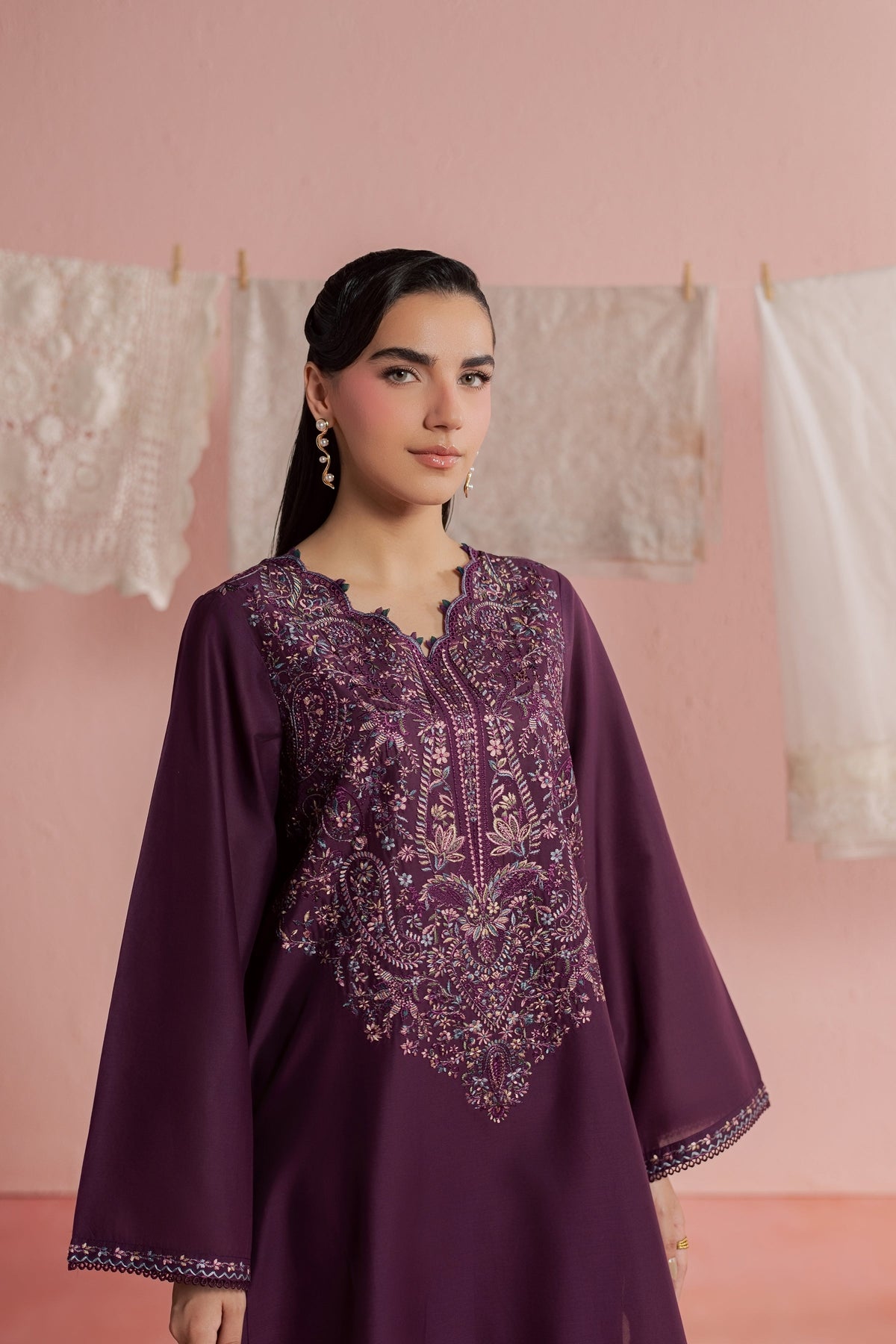 Purple Pop 2Pc - Embroidered Lawn Dress