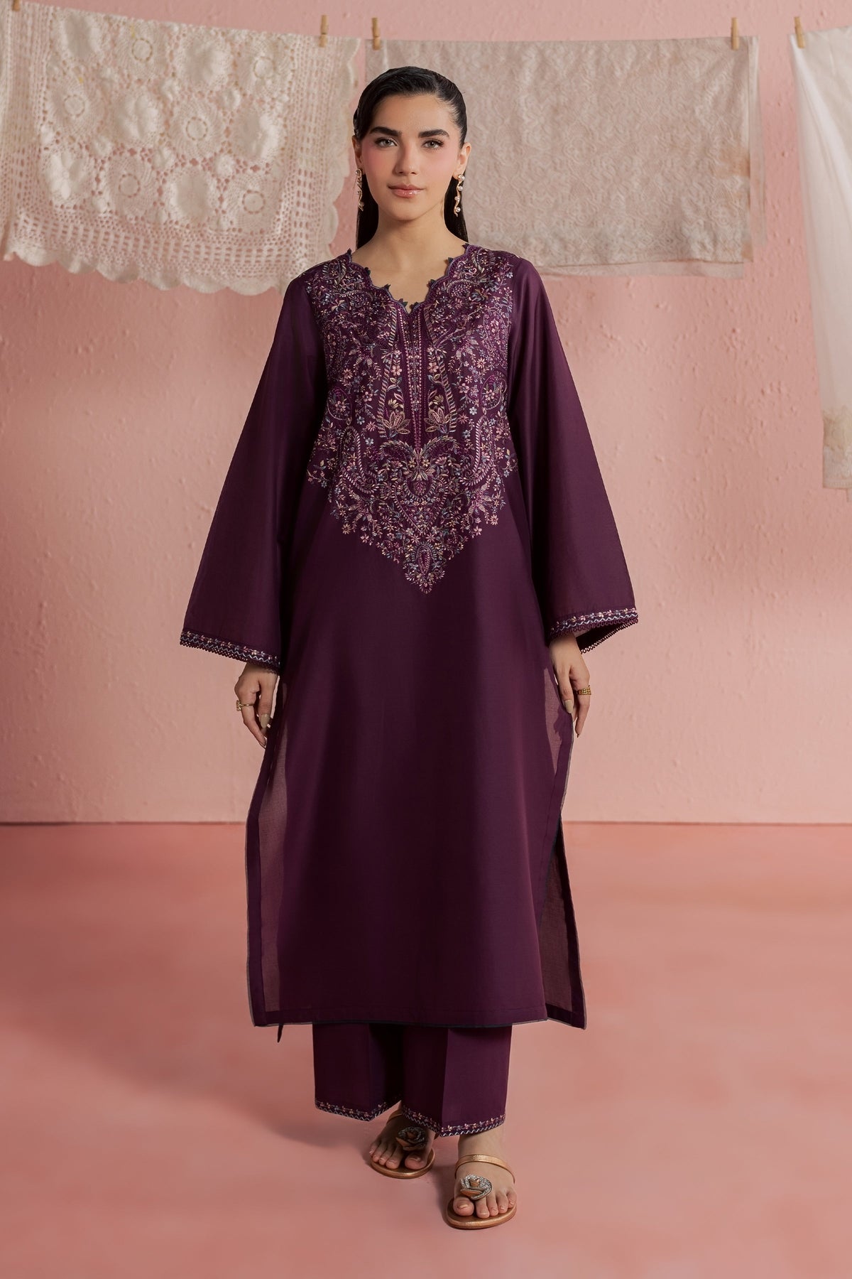Purple Pop 2Pc - Embroidered Lawn Dress