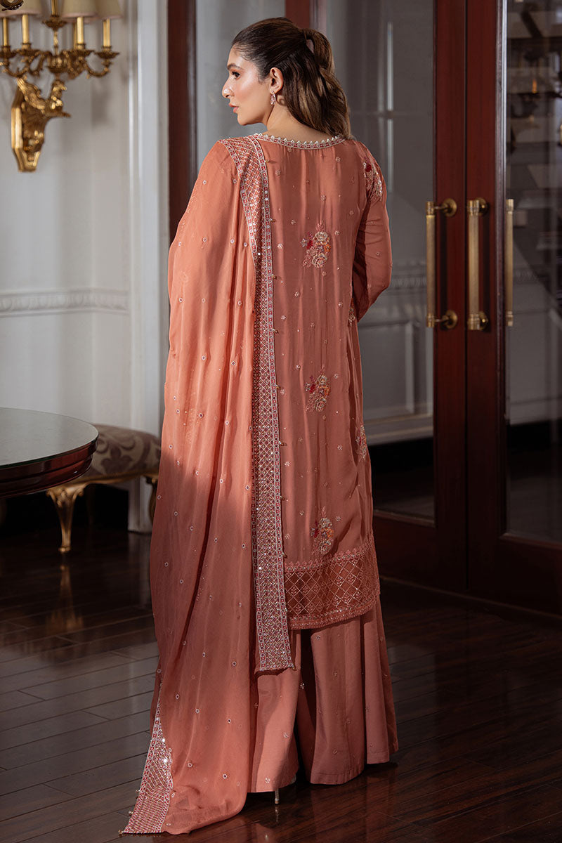 SUNSET DEW-4PC CHIFFON EMBROIDERED SUIT