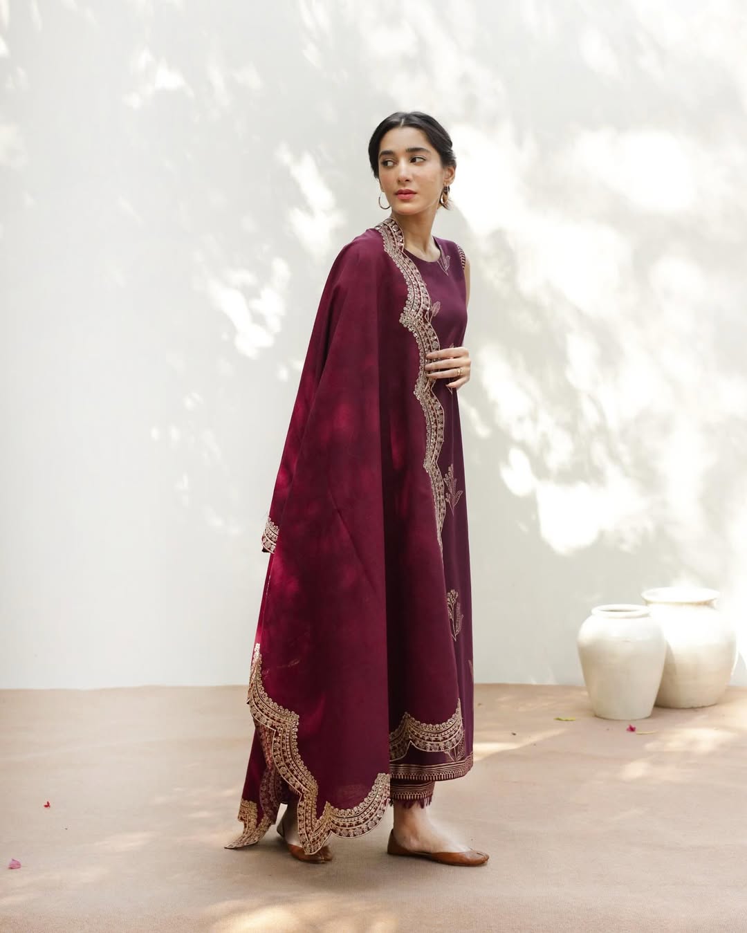 Mahroon Aura Suit | Full Sleeve Lawn 3 Piece Stitched