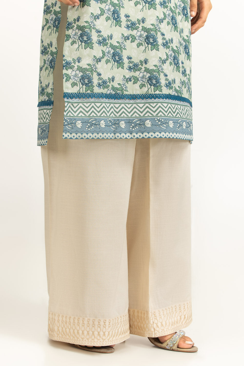 Rawsilk Embroidered Trouser - W-AP-UTS-26-455236