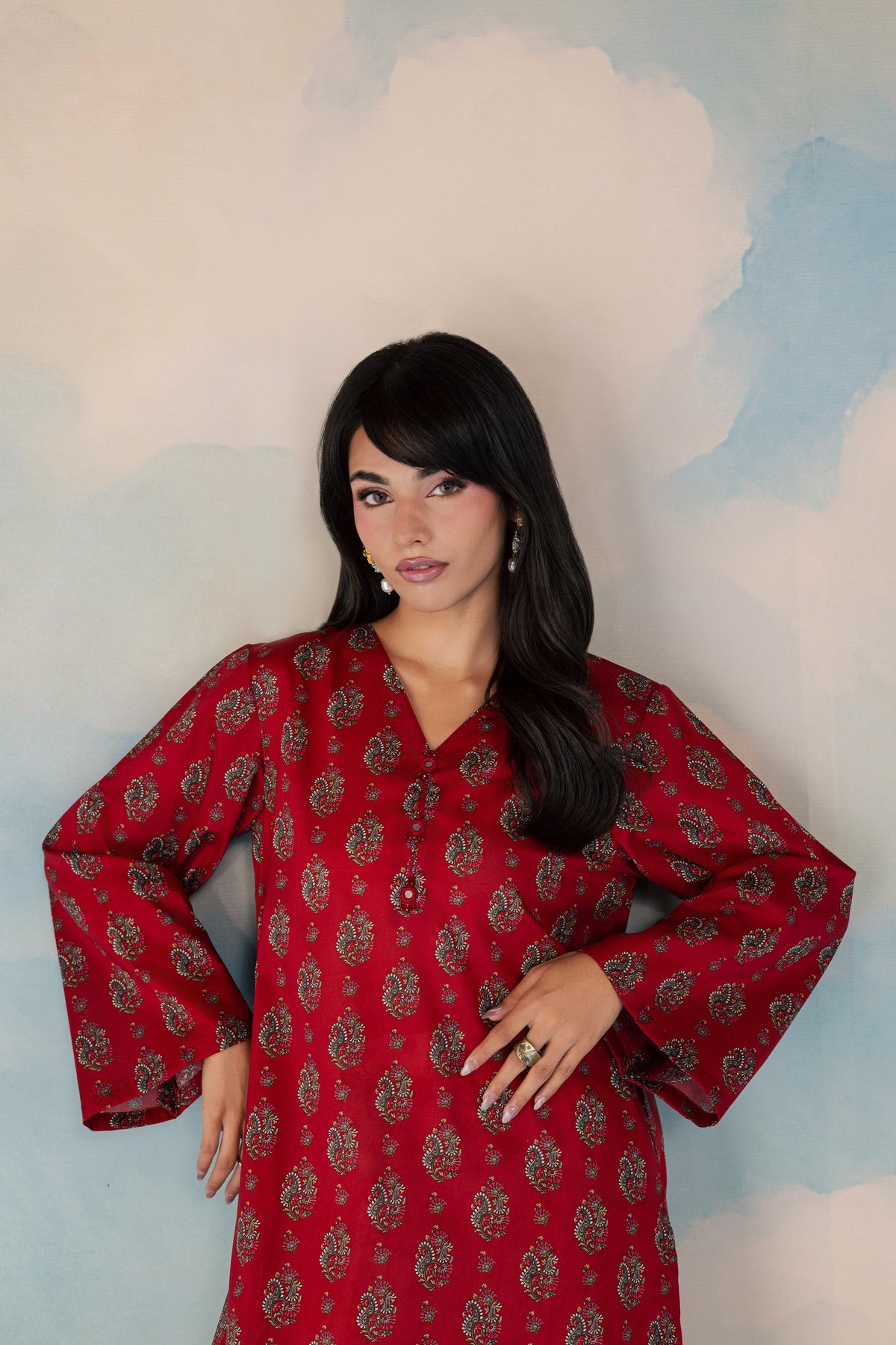 Red Naina 2Pc - Printed Lawn Dress