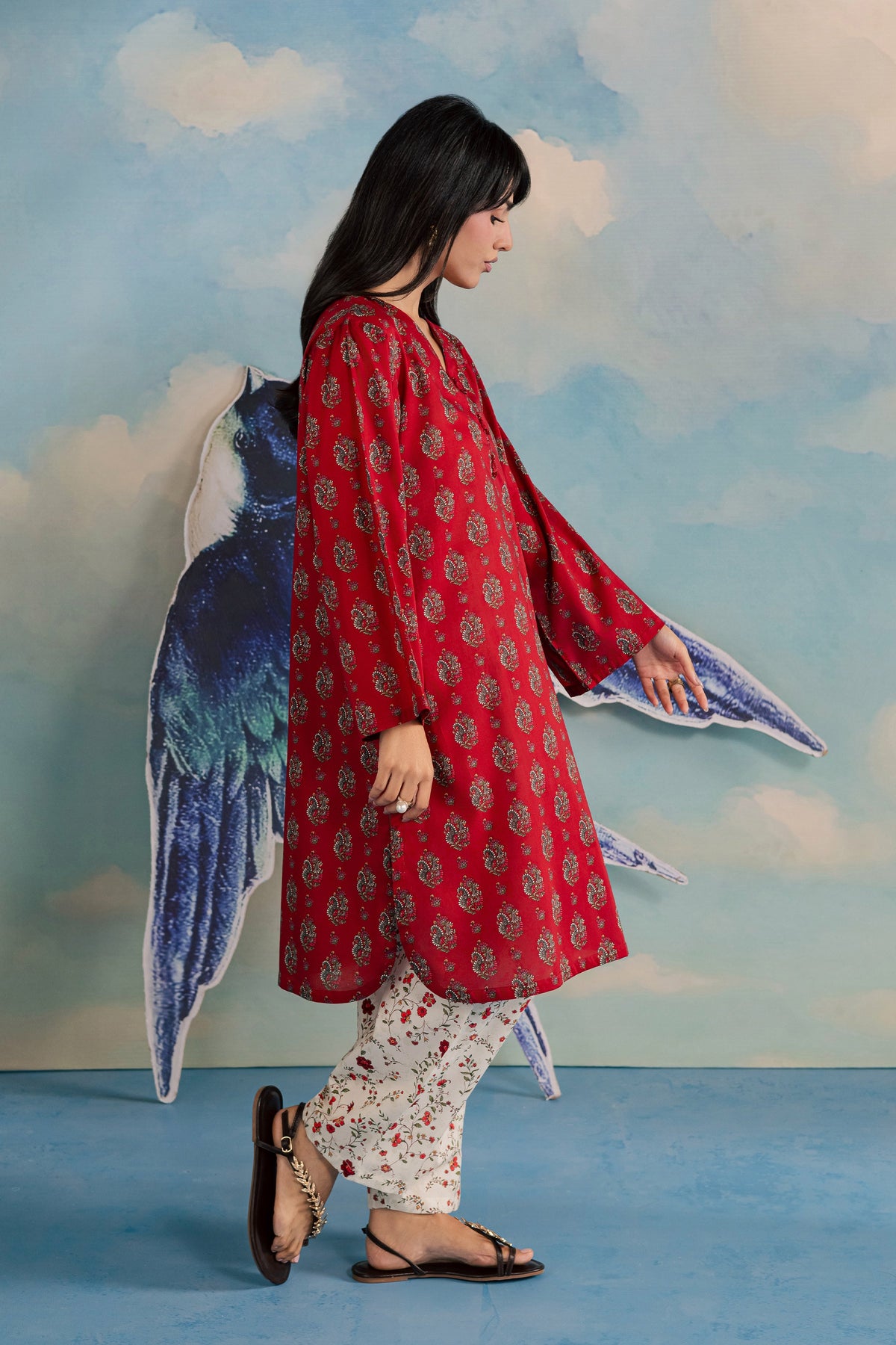 Red Naina 2Pc - Printed Lawn Dress