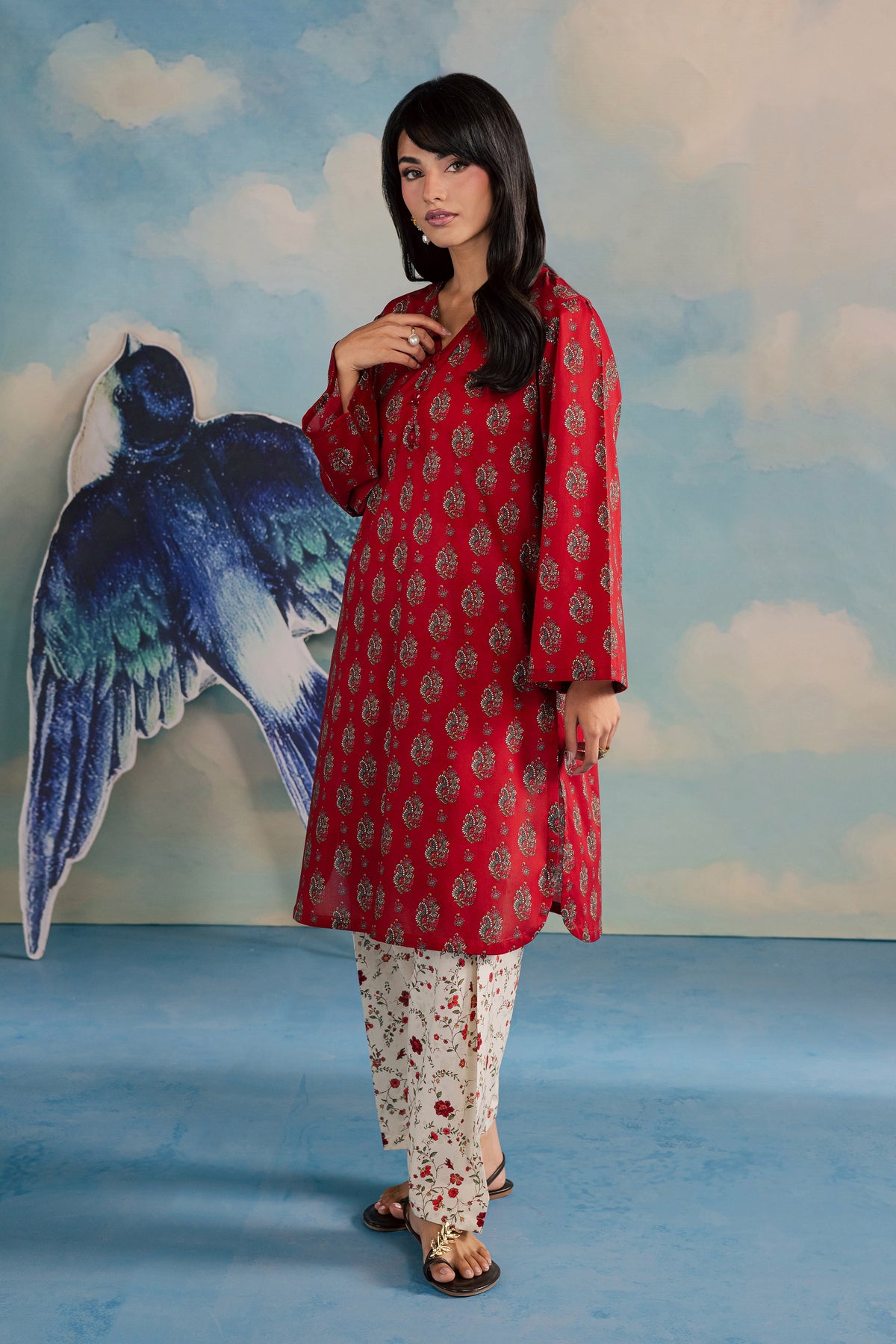 Red Naina 2Pc - Printed Lawn Dress