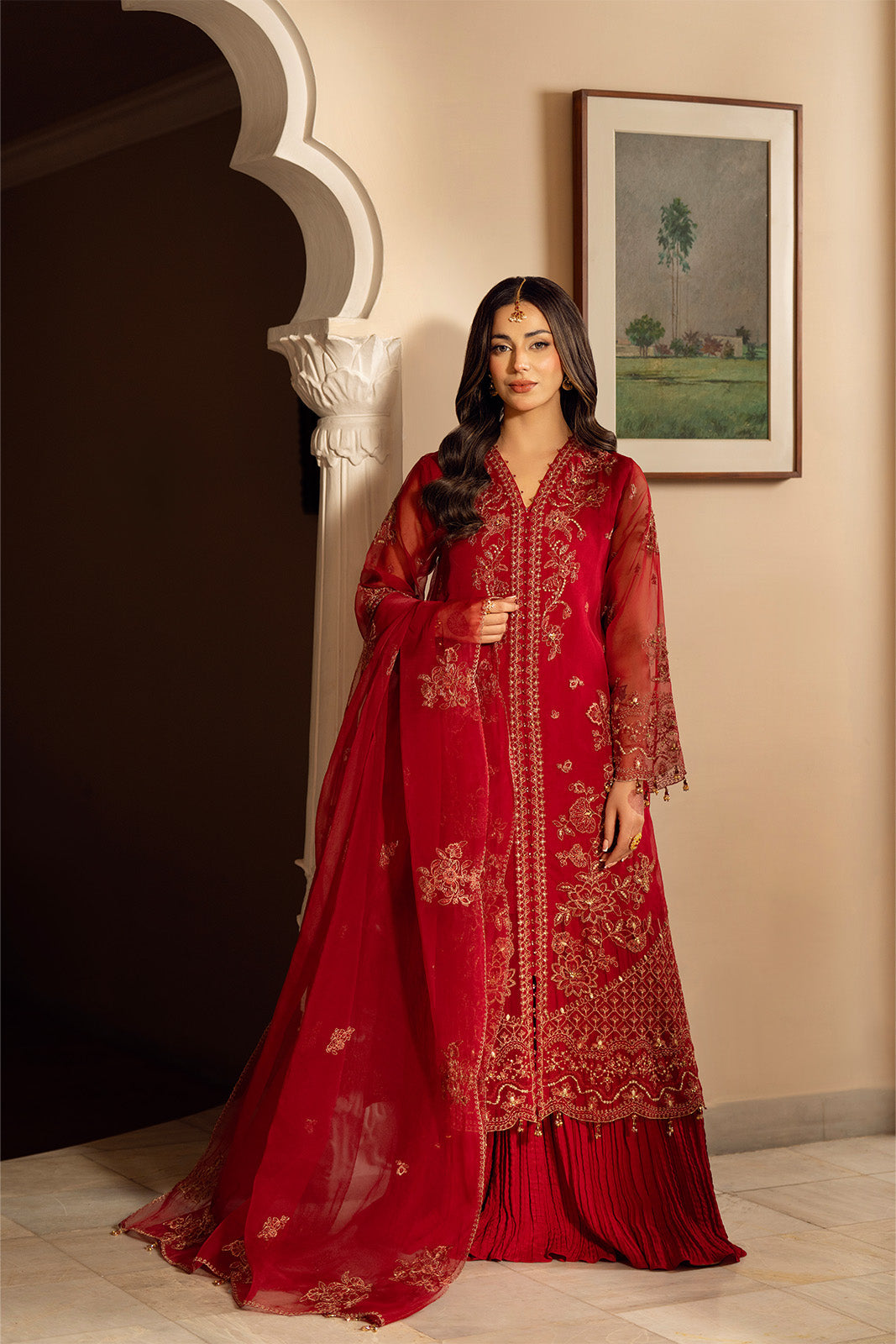 3 Piece Organza Embroidered Unstitched Suit (UF0037)
