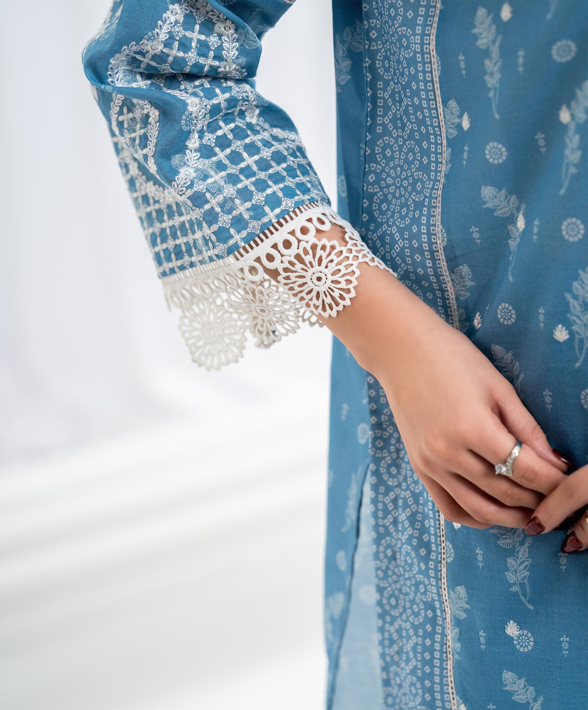 KEP-3P-003 SKY BLUE-LAWN STITCHED 3PC