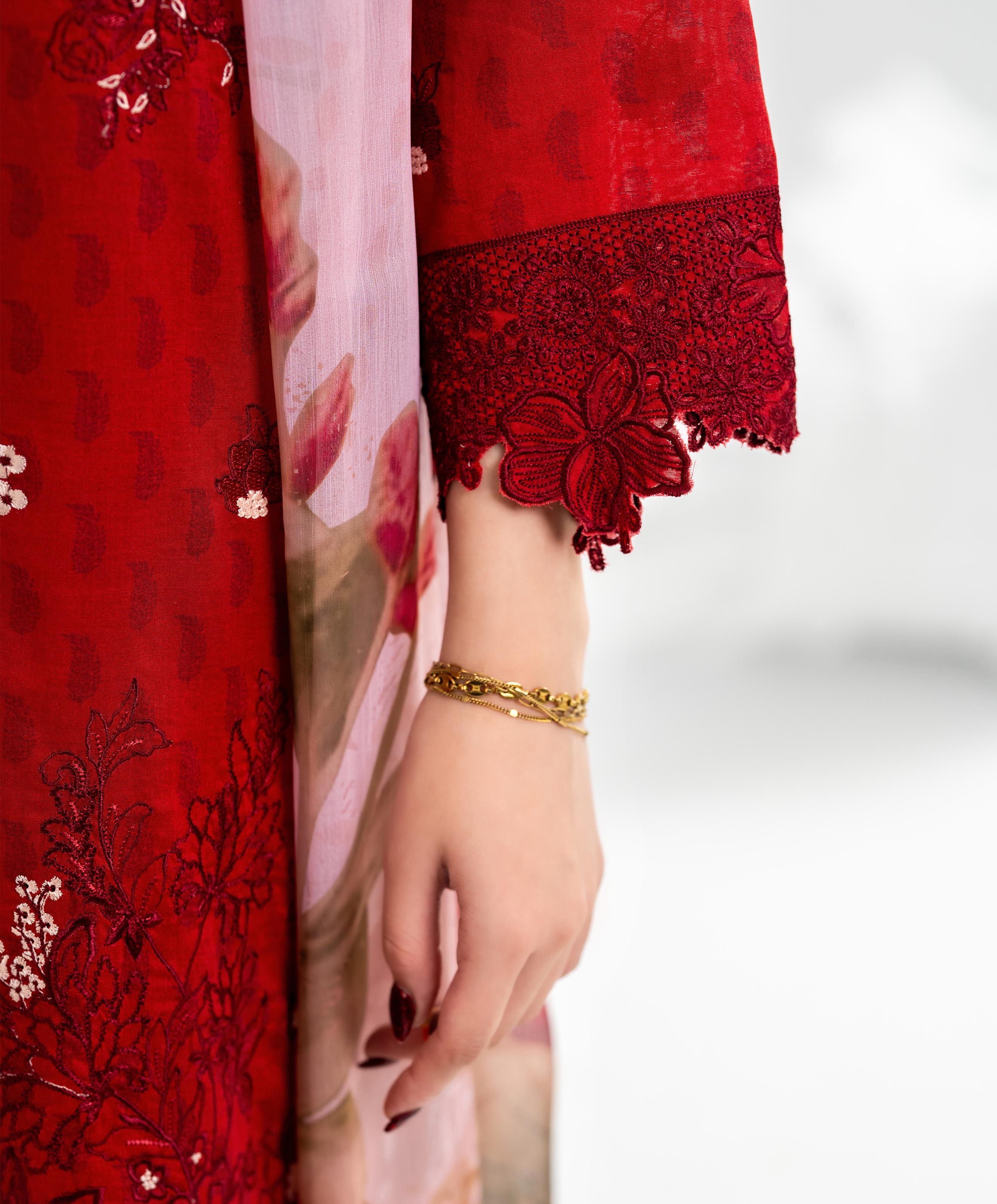 KEP-3P-001 RED-LAWN STITCHED 3PC
