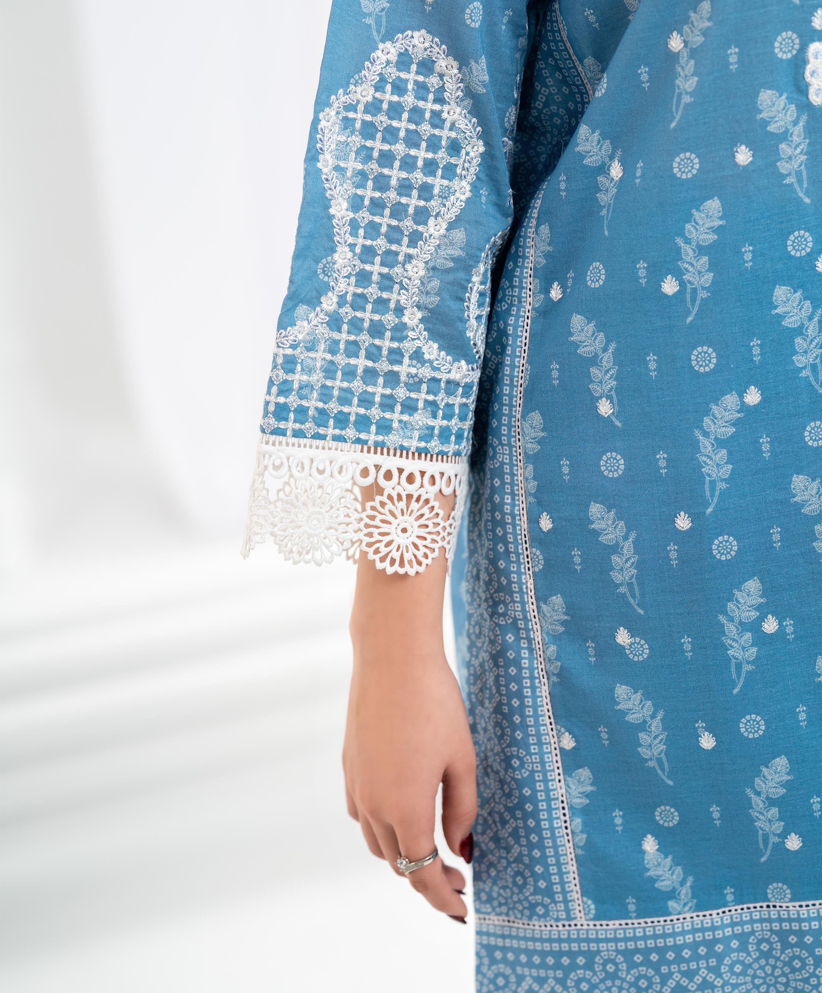 KEP-3P-003 SKY BLUE-LAWN STITCHED 3PC