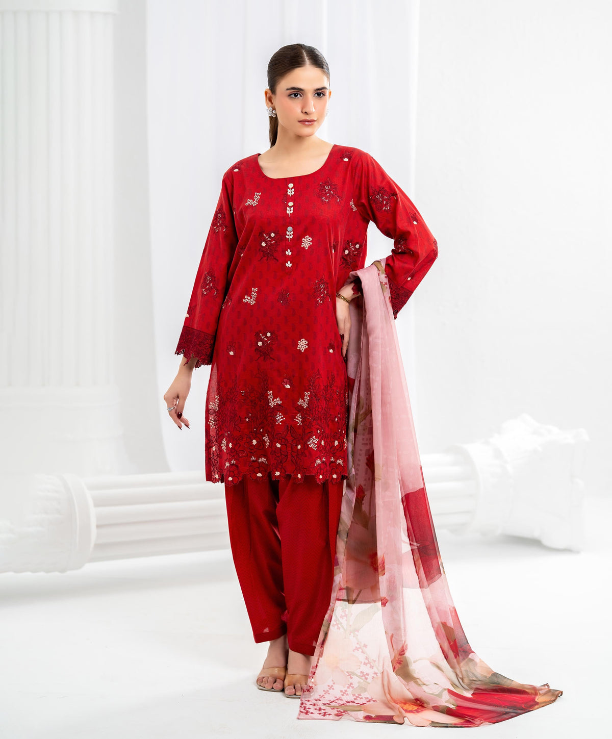 KEP-3P-001 RED-LAWN STITCHED 3PC
