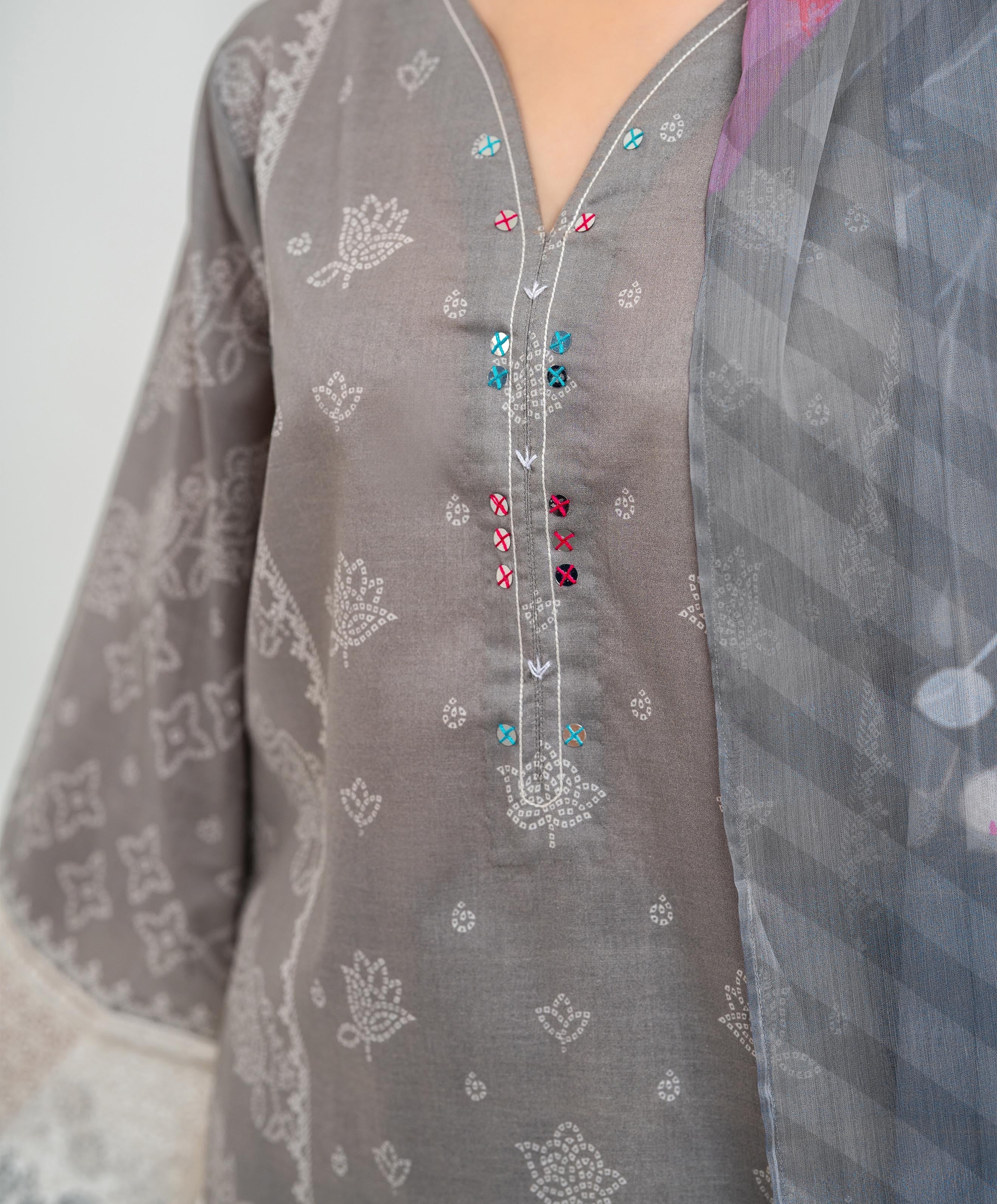 KEP-3P-004 GRAY-LAWN STITCHED 3PC