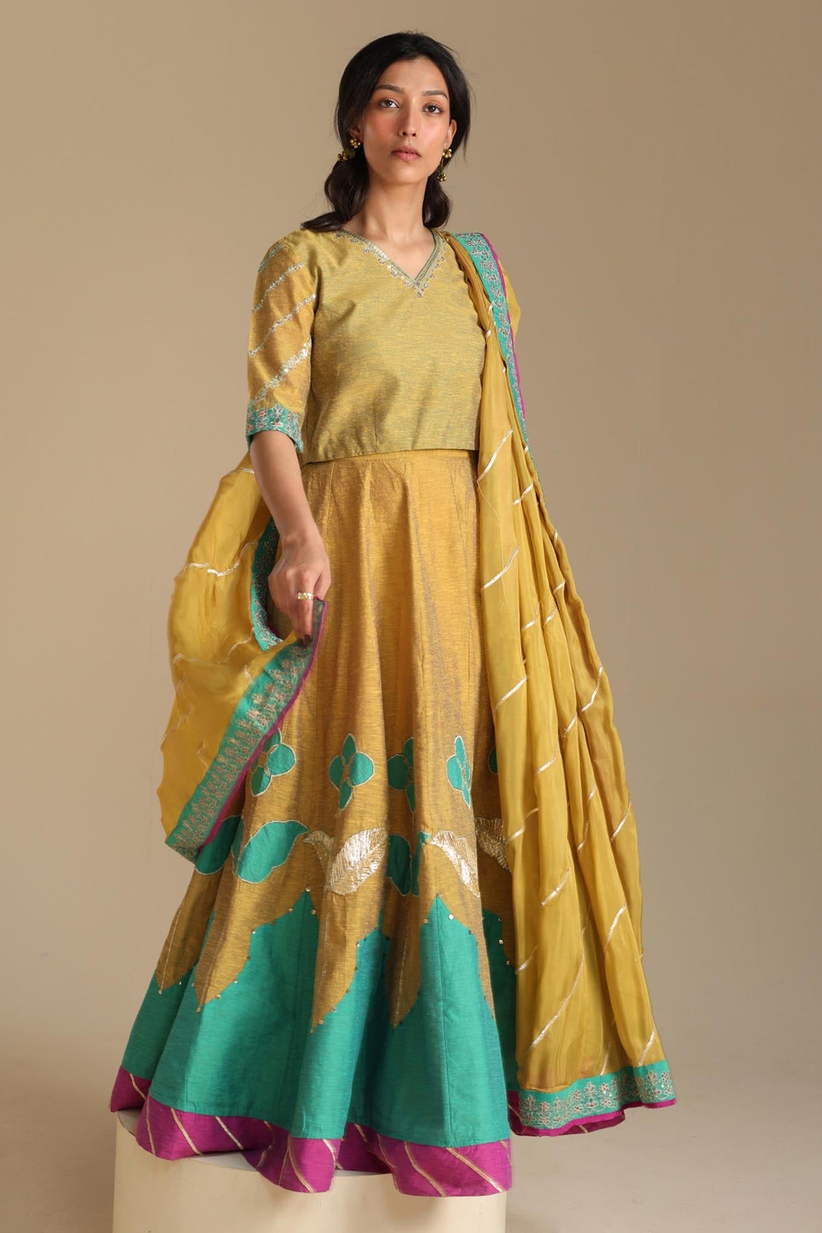 Color Blocked Lehnga Ensemble