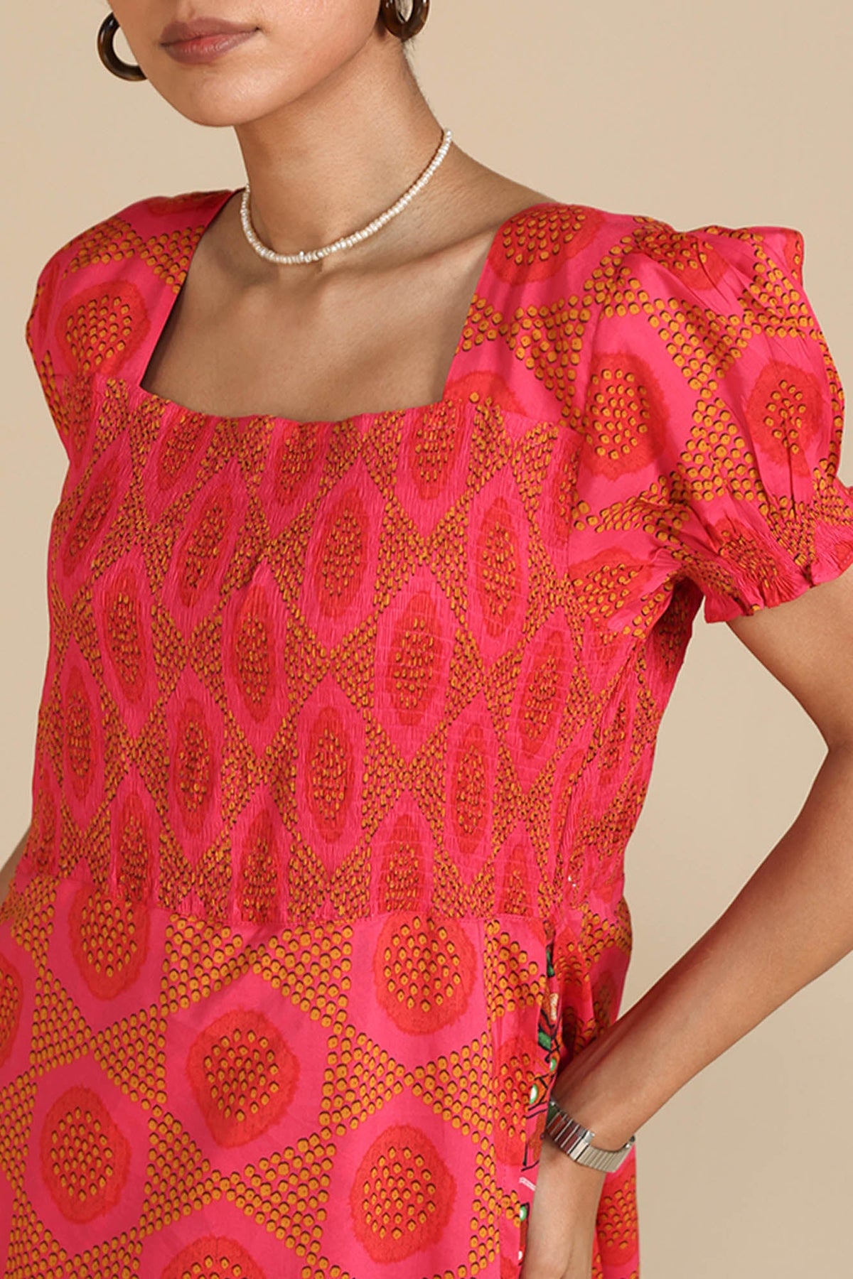 Printed Smocked Dress