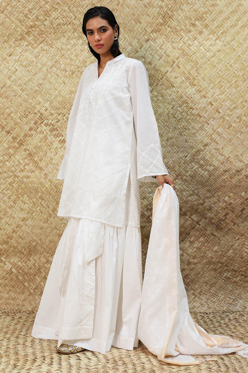 Ivory Thread 3-Piece Gharara Set