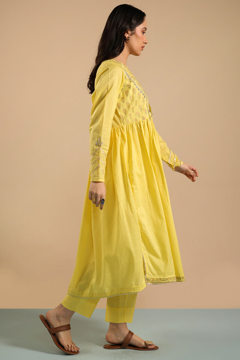 Block-Printed Anarkali Set