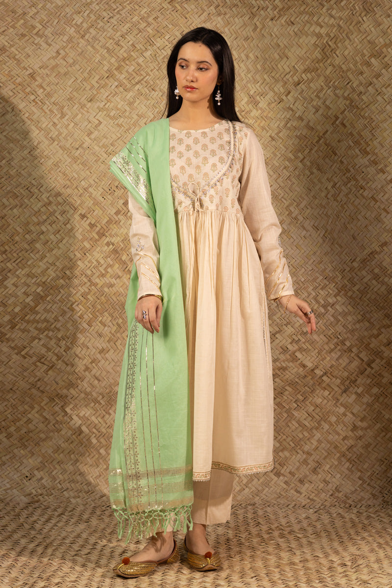 Block-Printed Anarkali Set