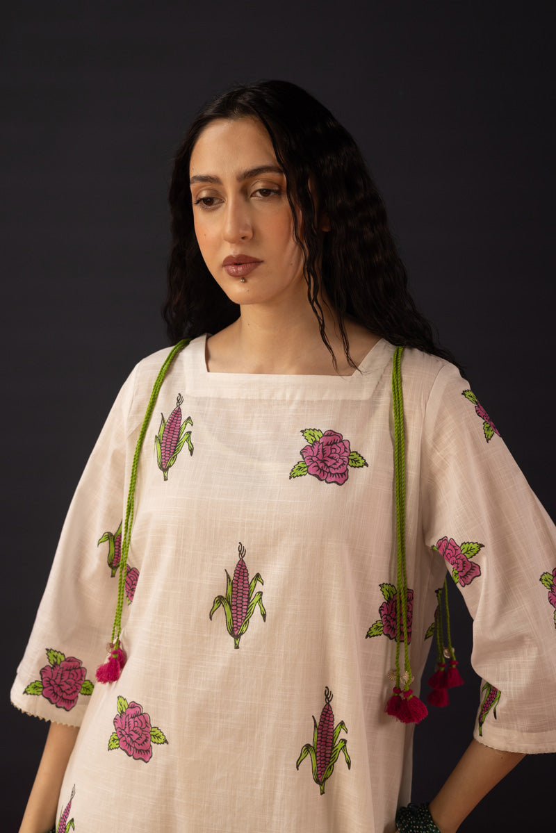 Hand-Block Printed Rose Set