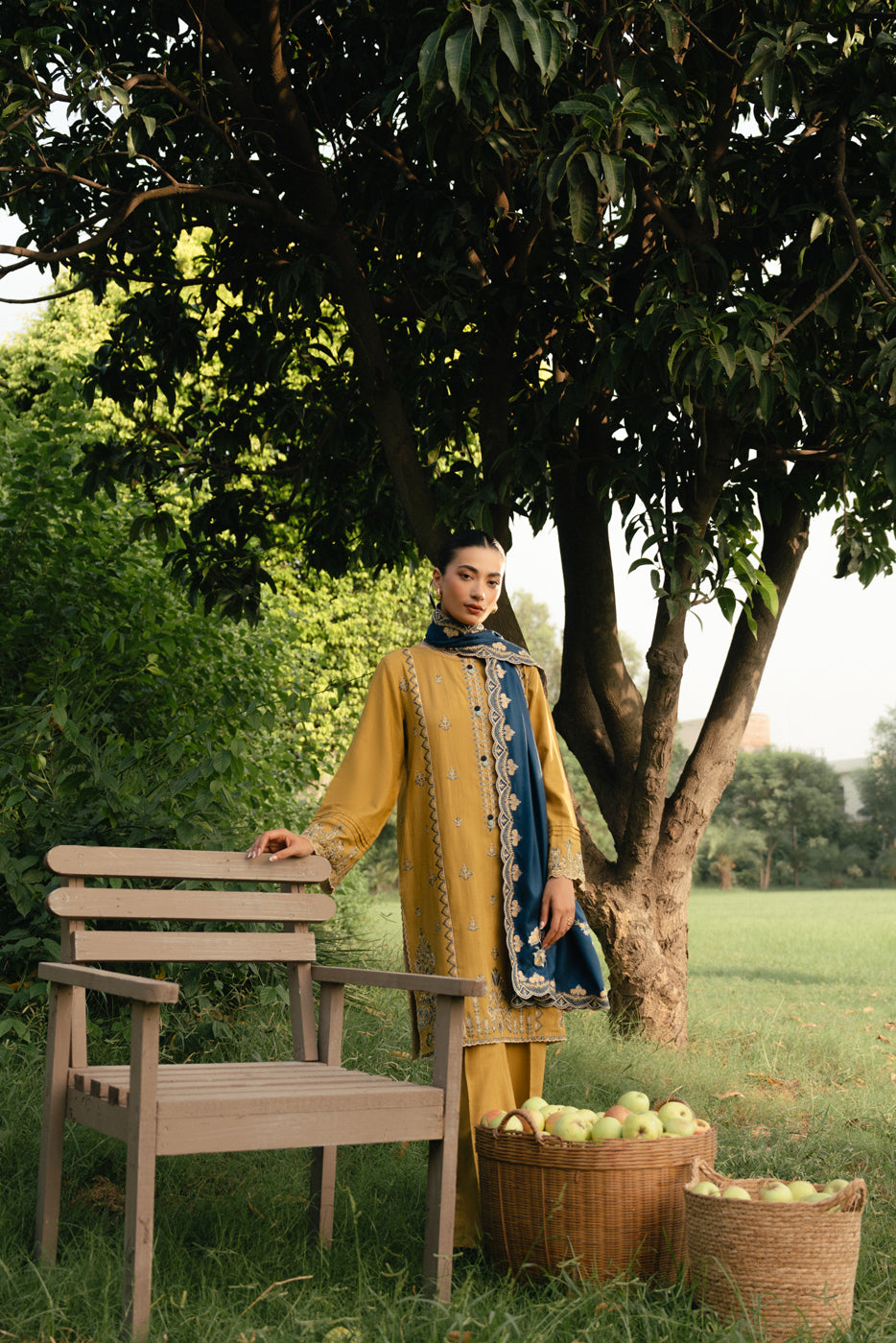 3 Piece Embroidered Khaddar Suit-Canary Adorn (Unstitched)
