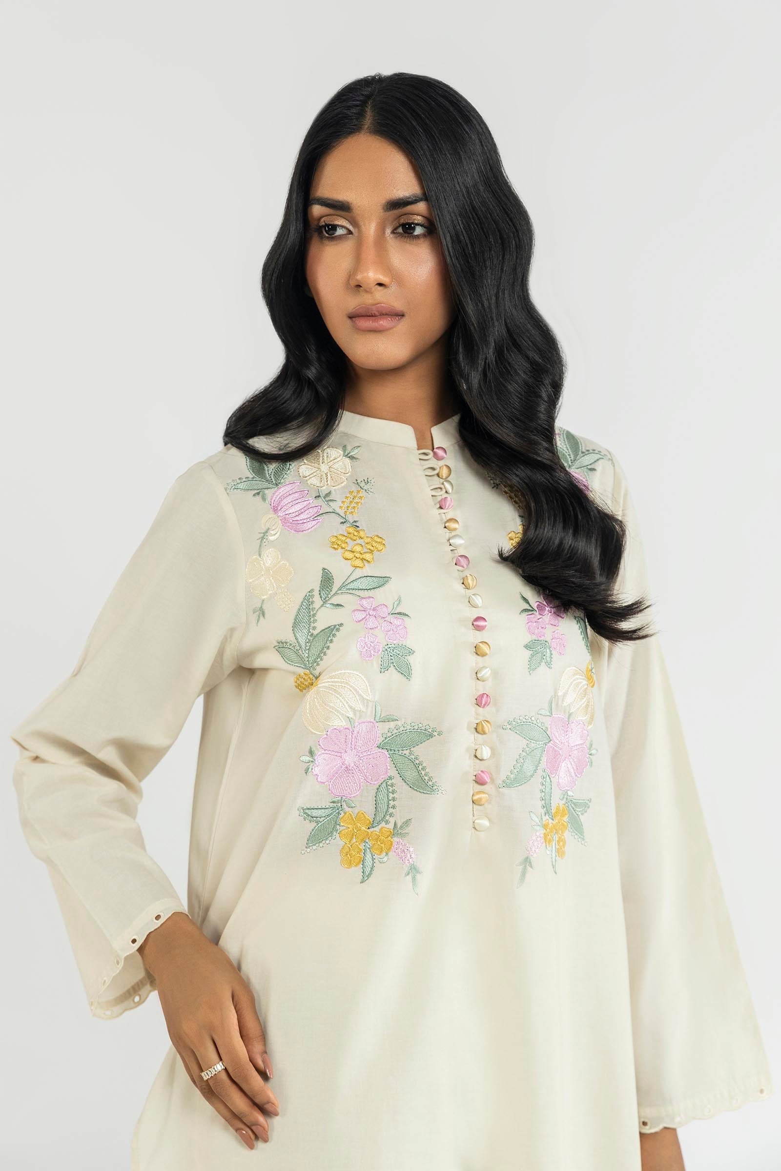 Stitched Lawn Embroidered Shirt + Culotte