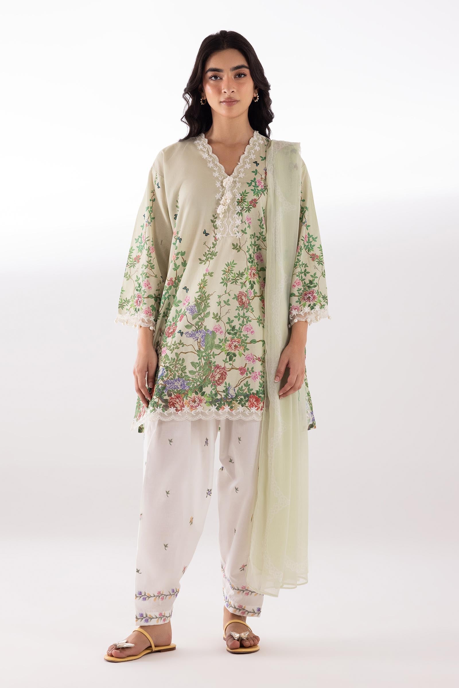 Stitched Embroidered Muzlin Lawn Suit