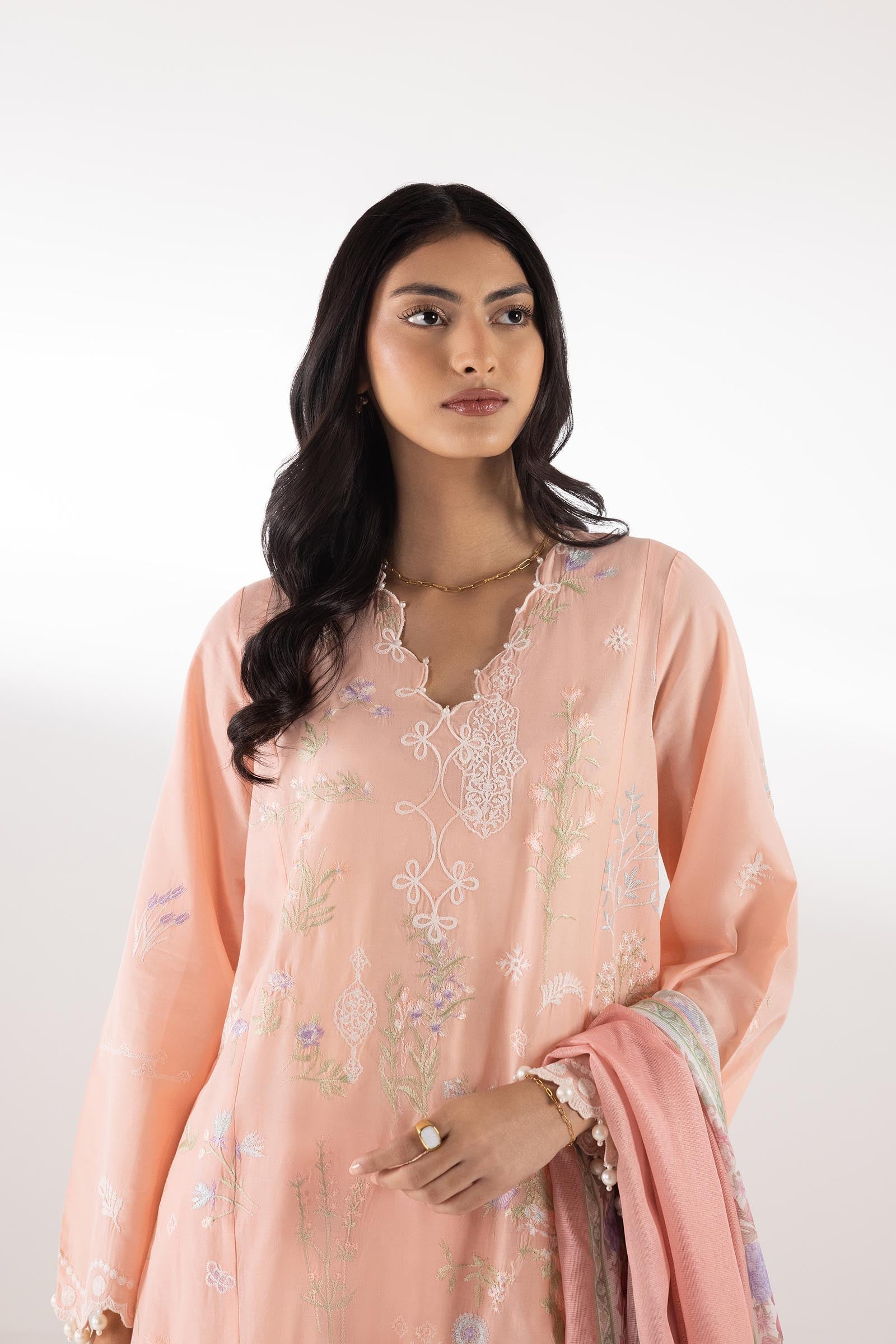 Stitched Embroidered Muzlin Lawn Suit