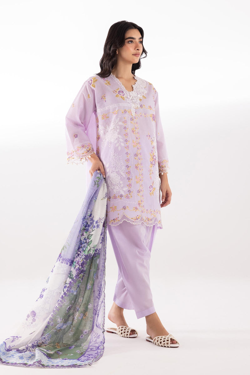 Stitched Embroidered Muzlin Lawn Suit