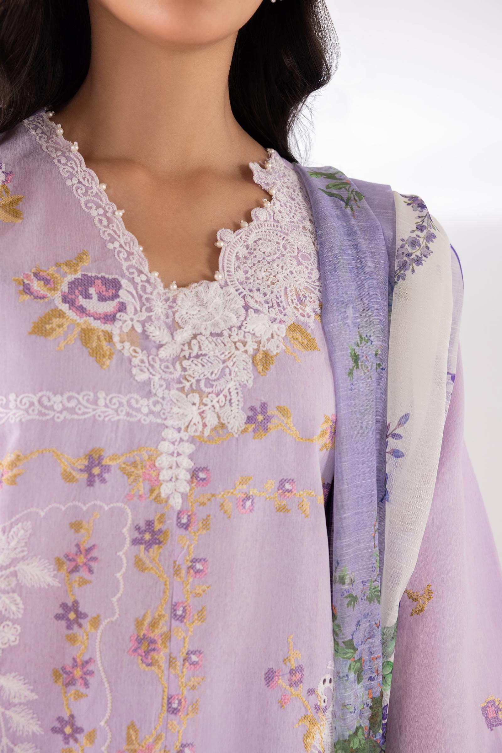 Stitched Embroidered Muzlin Lawn Suit