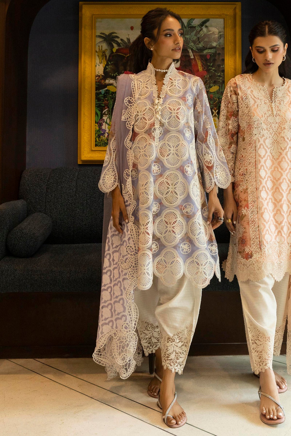 Stitched Embroidered Organza Shirt