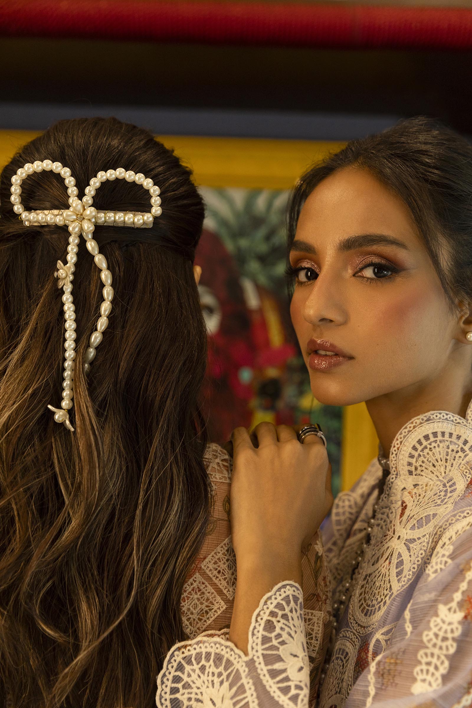 Stitched Embroidered Organza Shirt