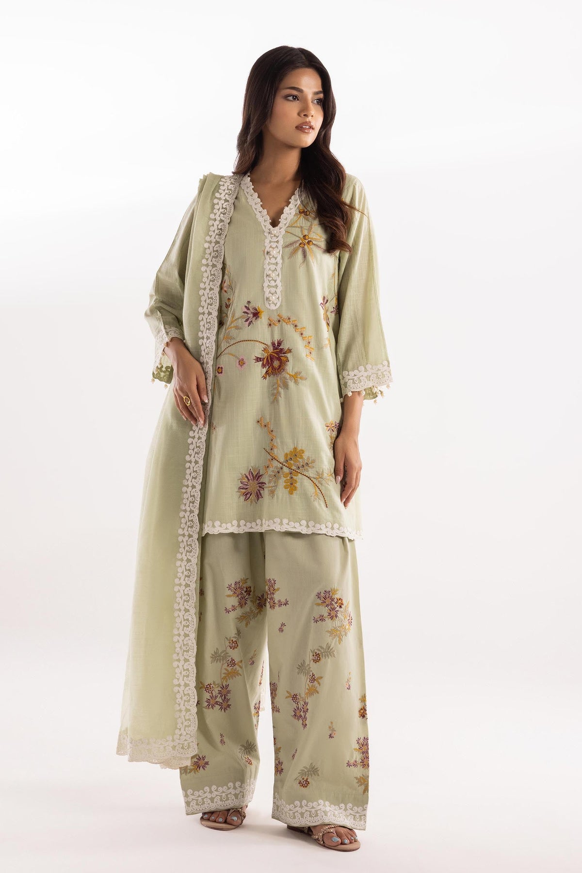 Stitched Embroidered Lawn Shirt
