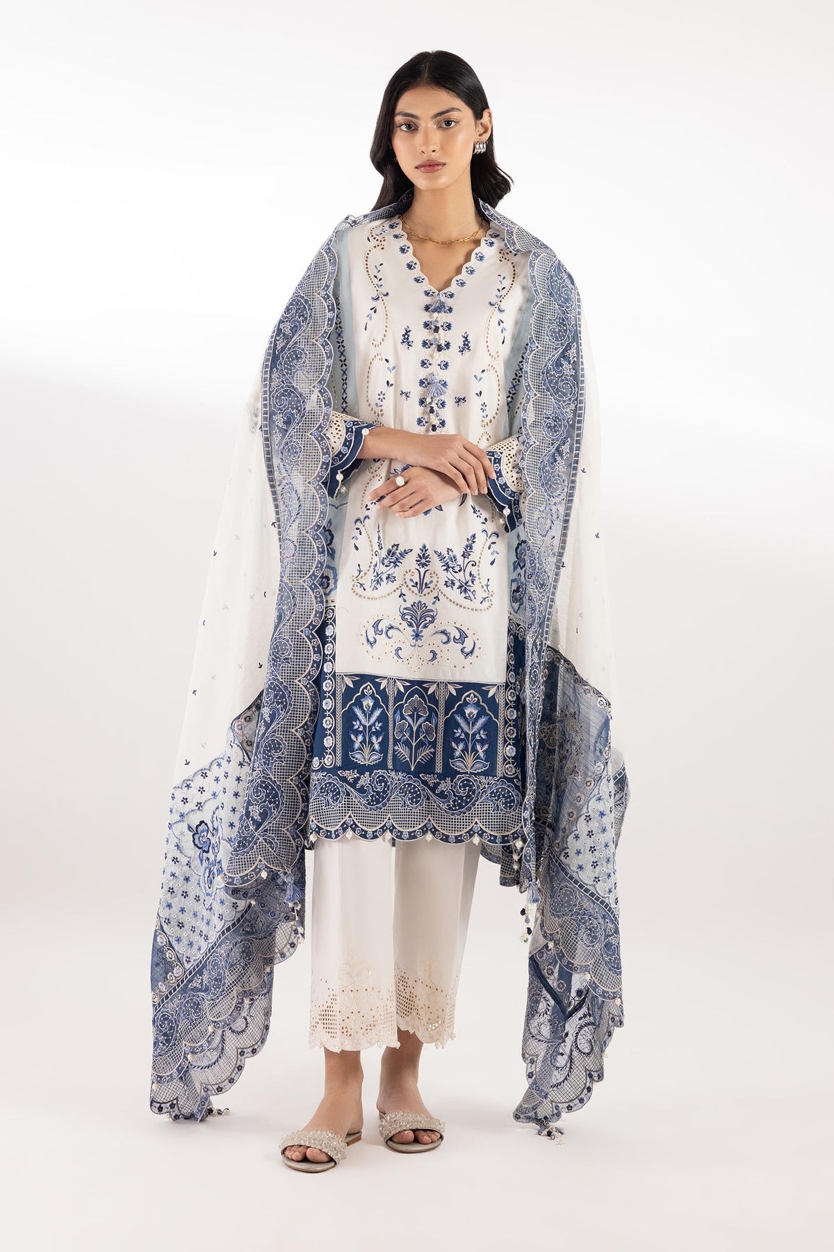 Stitched Embroidered Lawn Suit