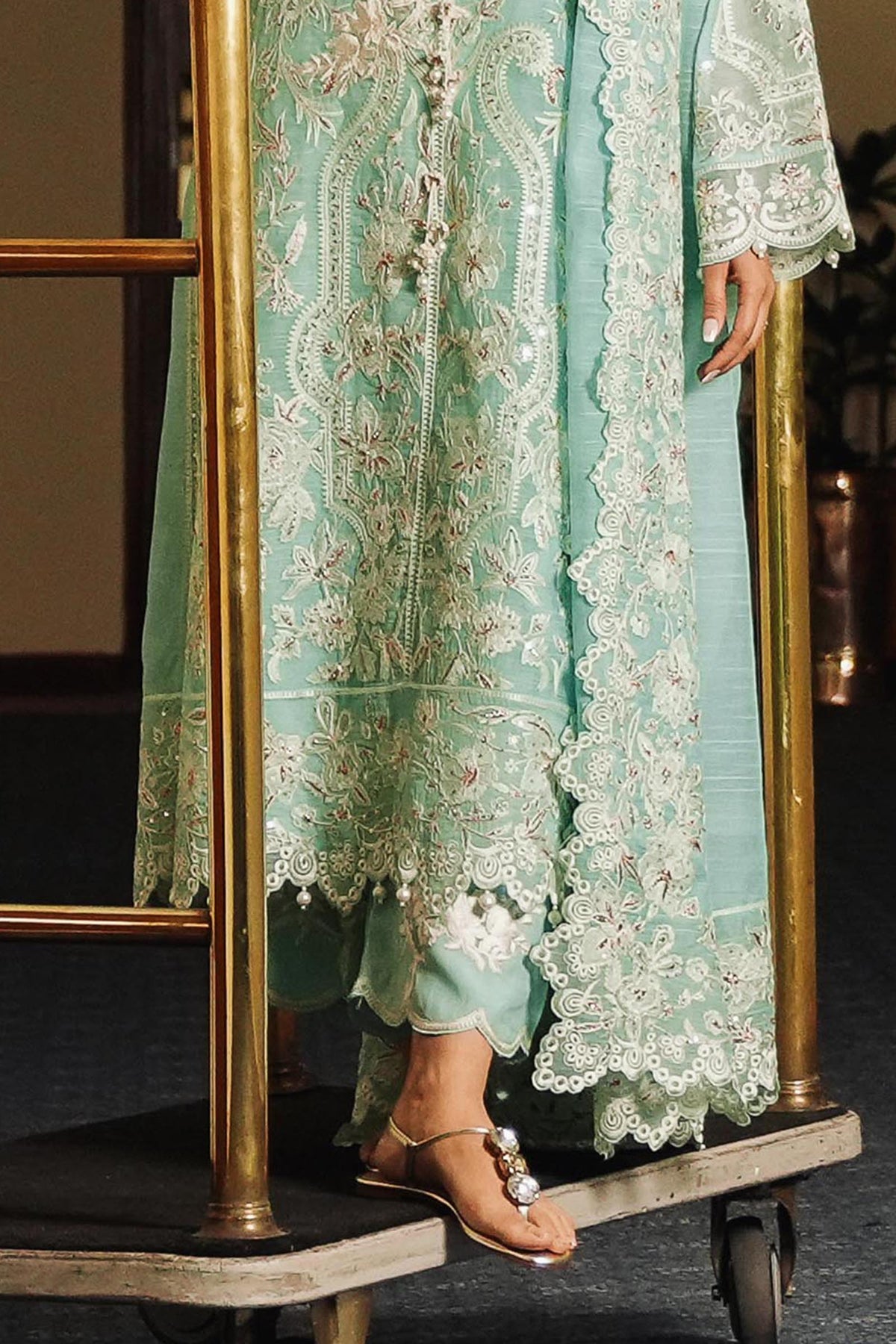 Stitched Embroidered Raw Silk Culotte
