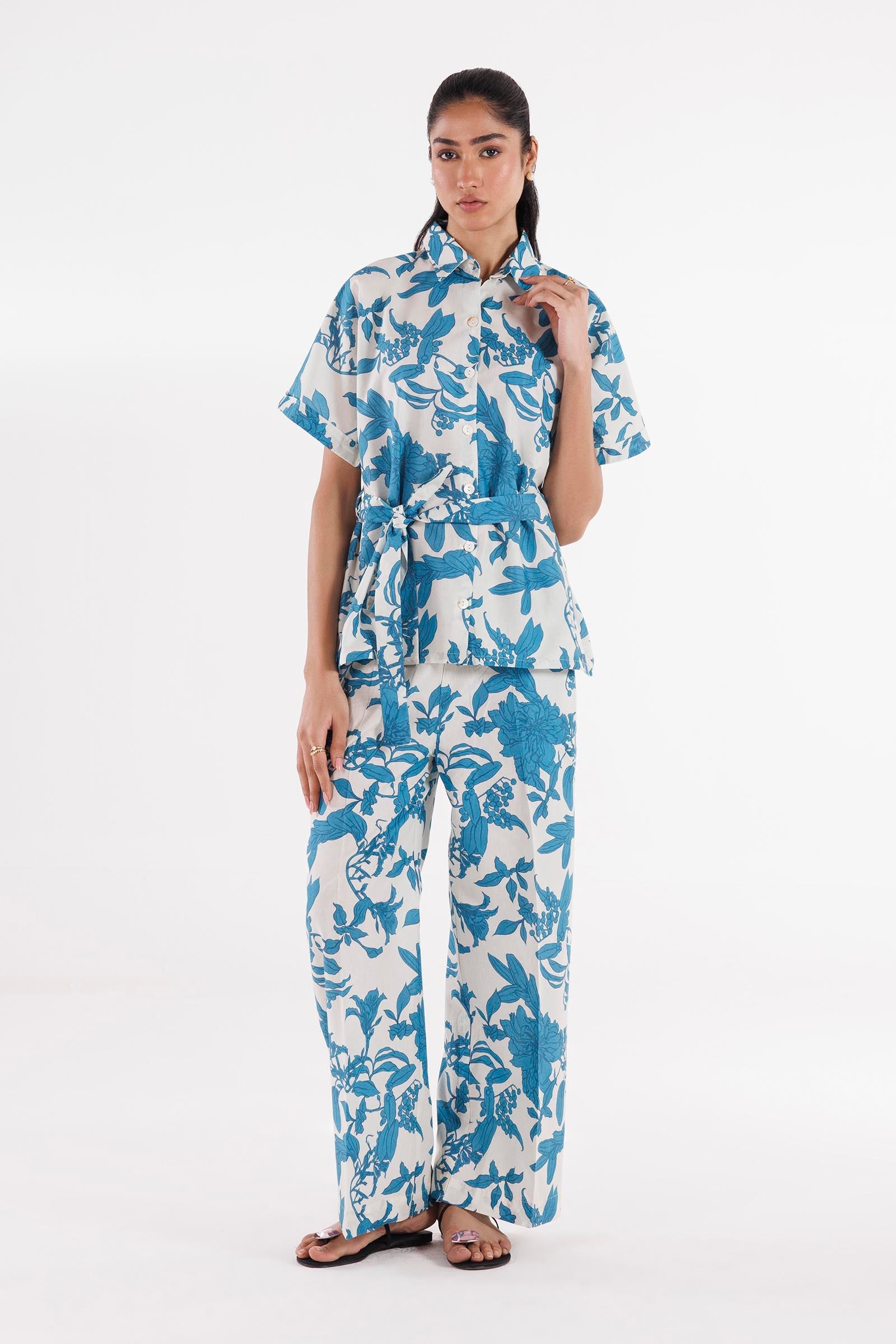Printed Slub Shirt + Culotte