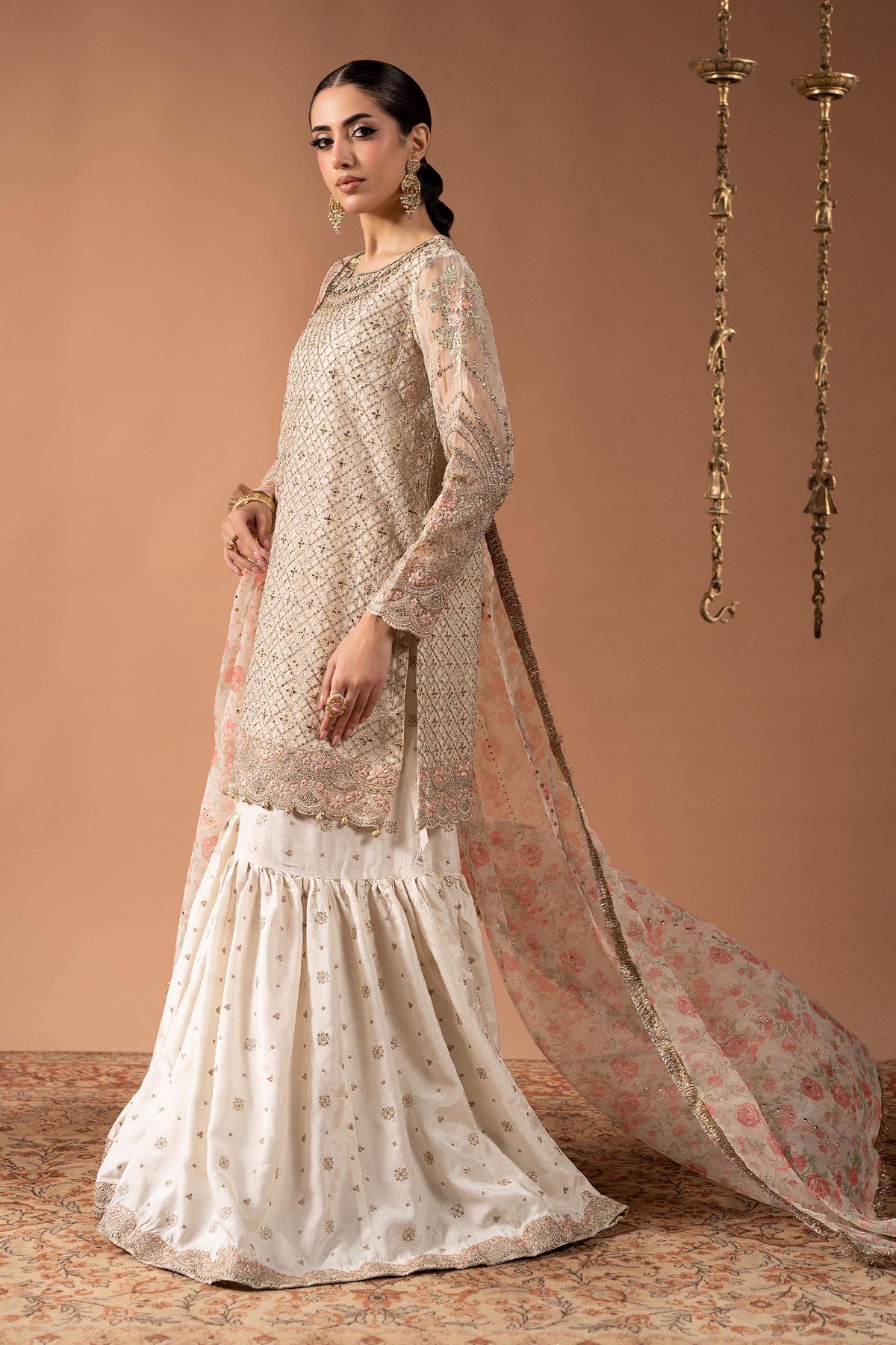 3 Piece Embroidered Organza Suit