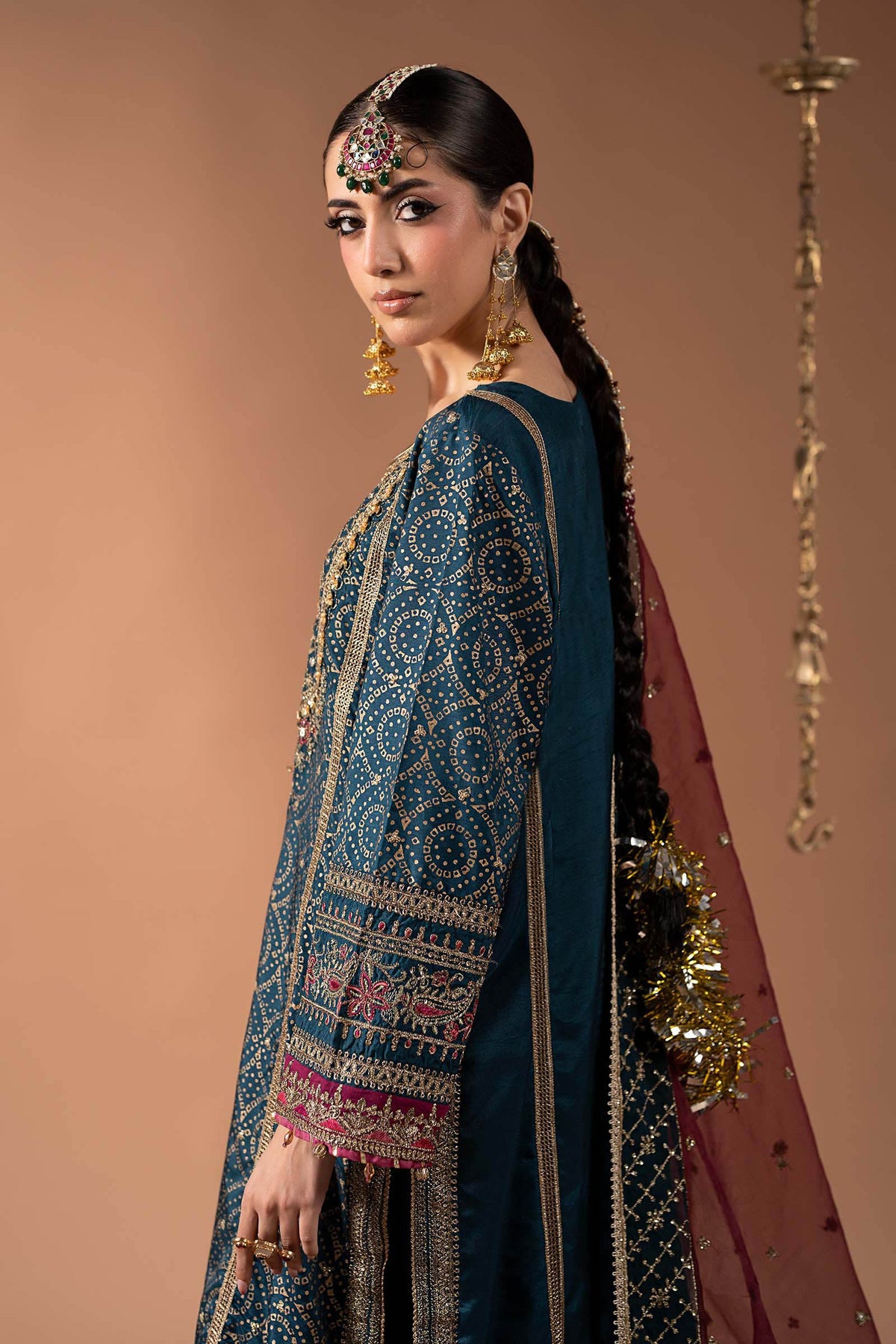 3 Piece Embroidered Raw Silk Suit