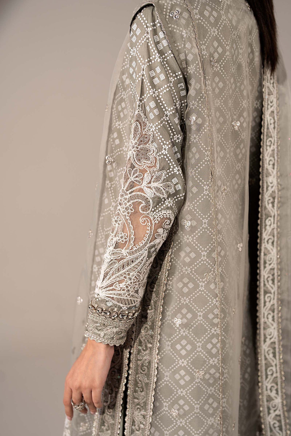 3 Piece Embroidered Organza Suit