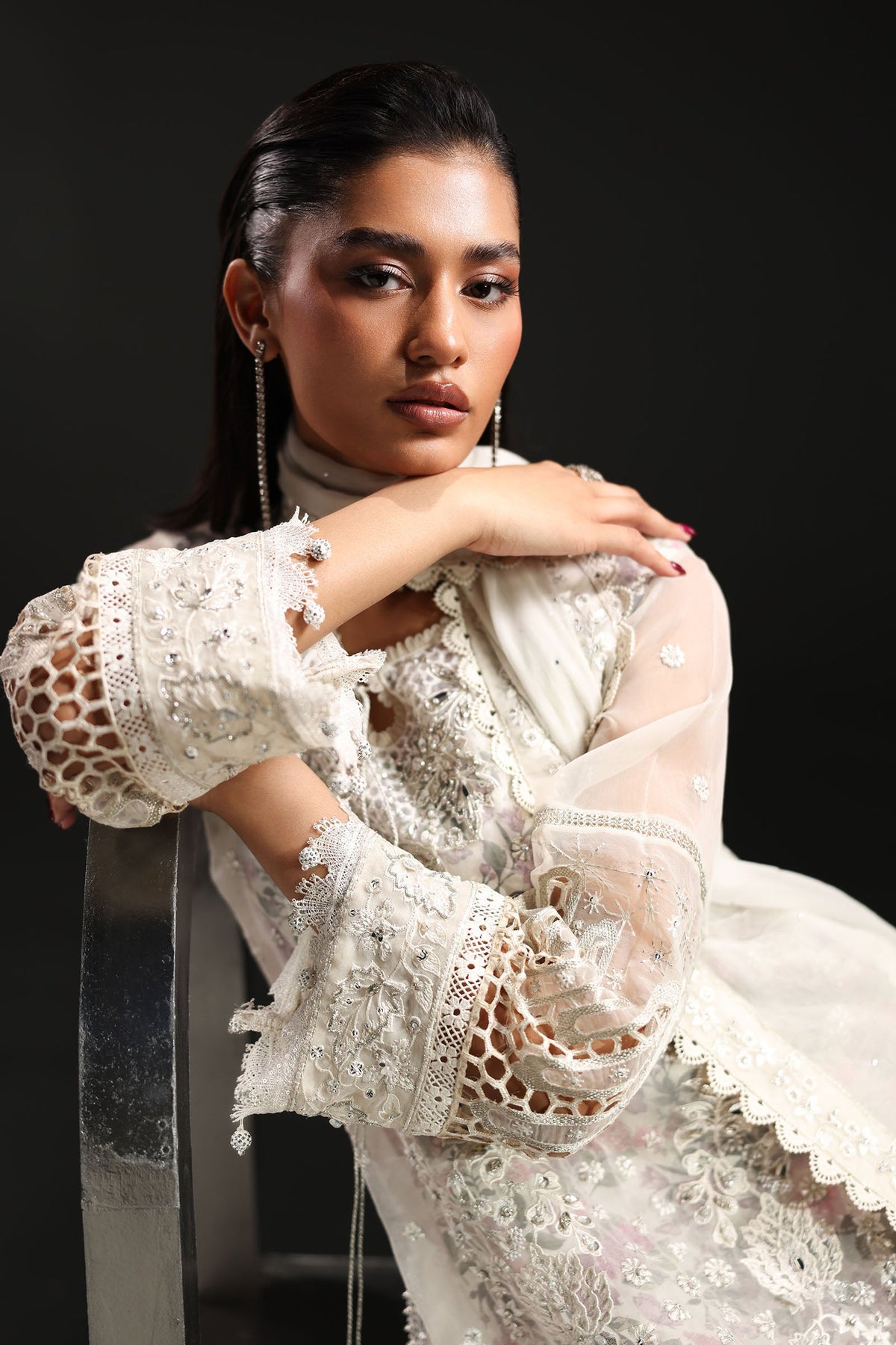 3 Piece Embroidered Organza Suit - SFA2611-ESM-OFW