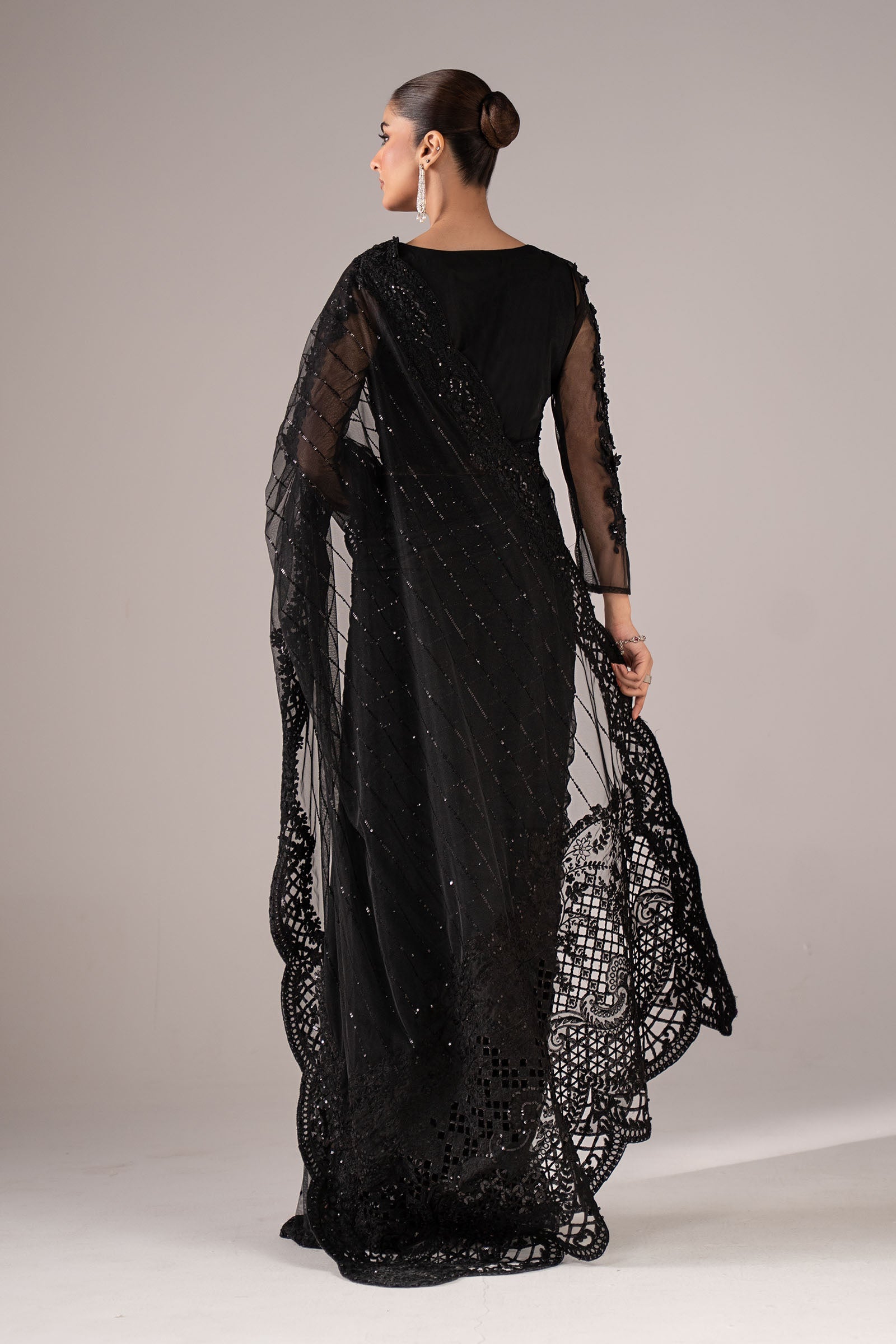 Embroidered Net Saree