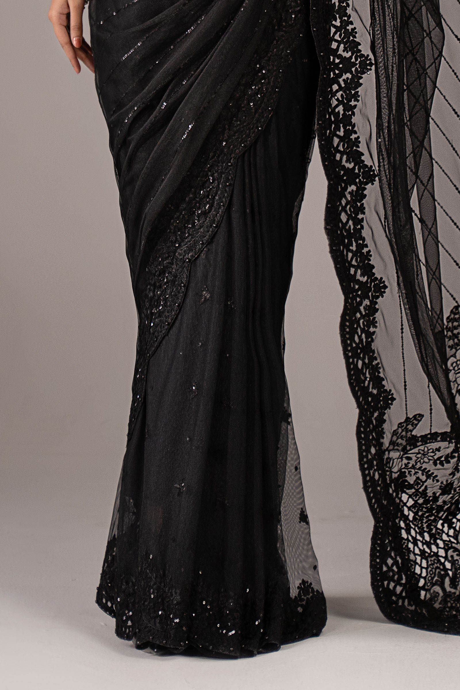 Embroidered Net Saree