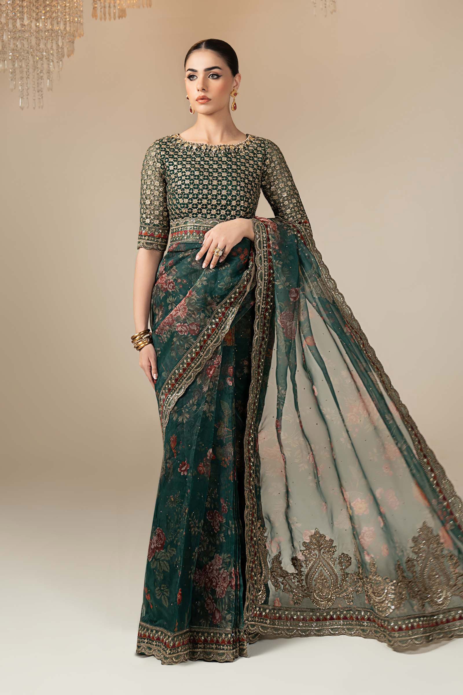 Embroidered Organza Saree