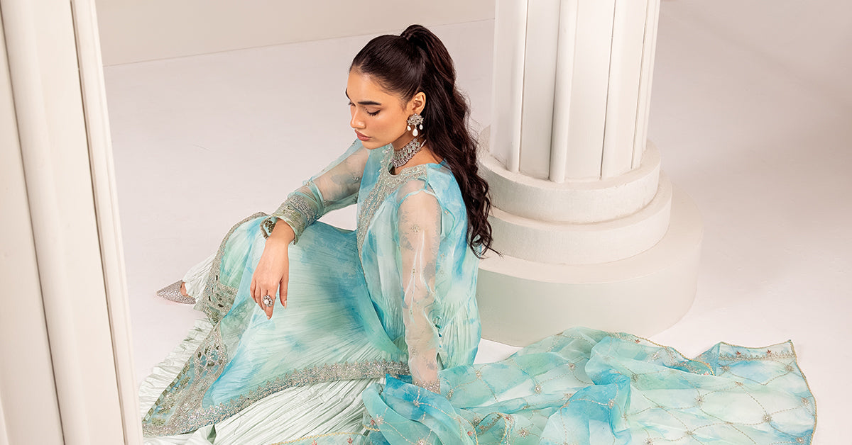 3 Piece Embroidered Organza Suit - SF420R1-ESM-FRZ