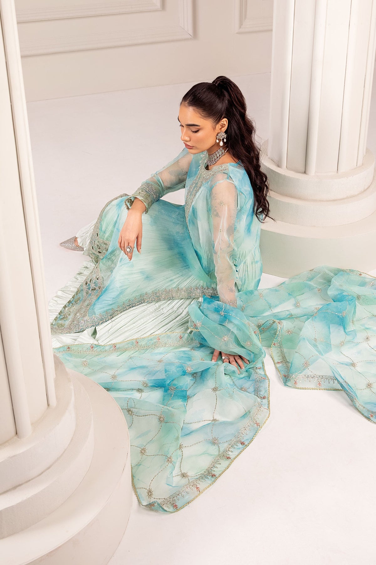 3 Piece Embroidered Organza Suit - SF420R1-ESM-FRZ